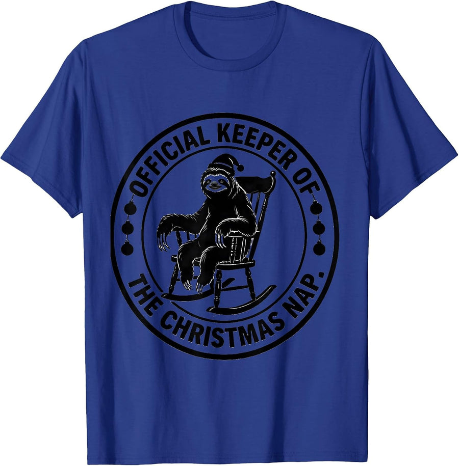 Official Keeper Of The Christmas Nap Funny Sloth Lover Gift T-Shirt - Royal Blue
