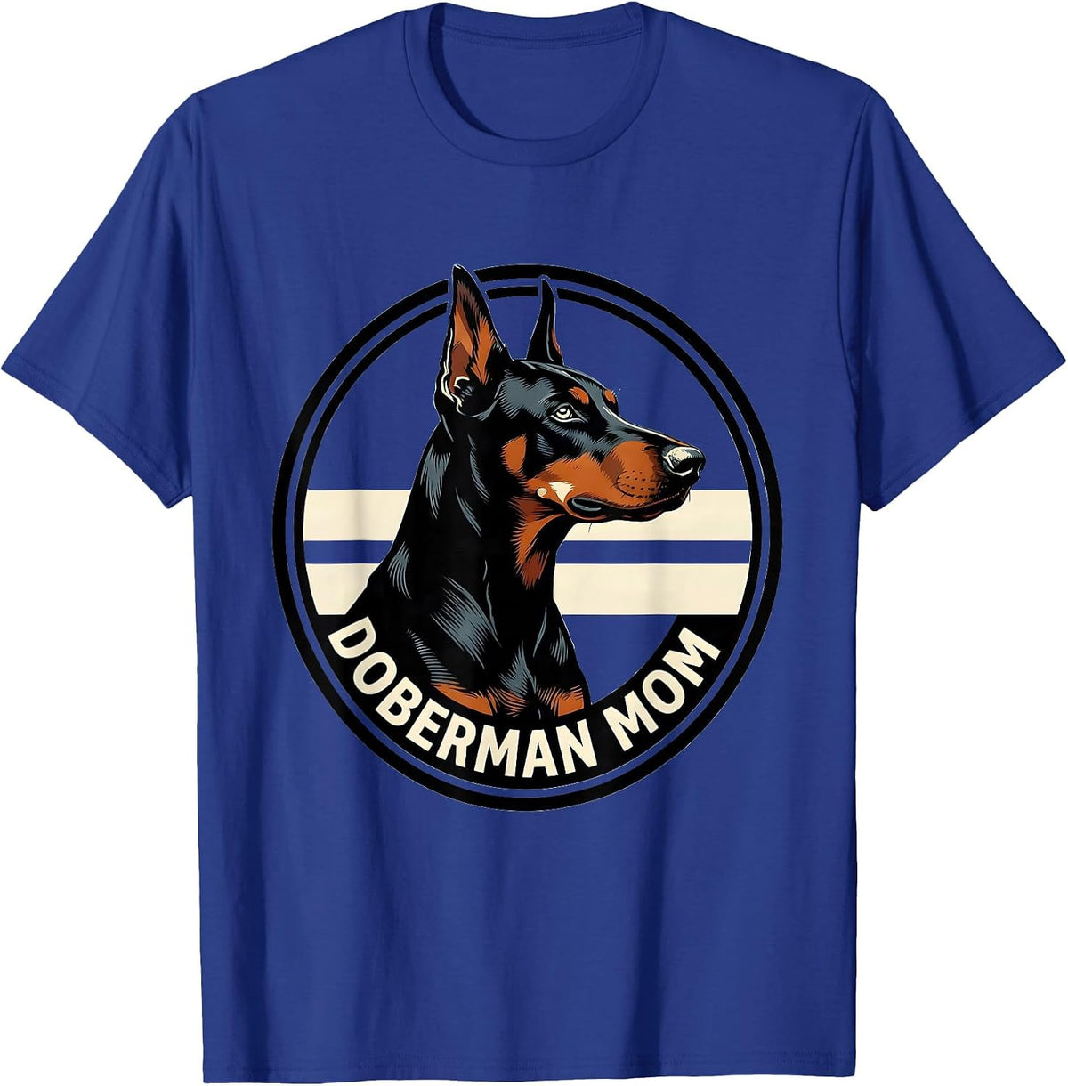 Doberman Mom Patriotic Shield Badge Dobie Owner Pride T-Shirt - Royal Blue