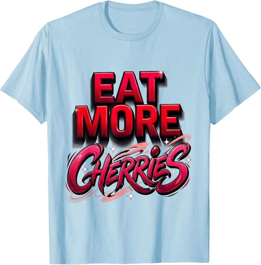 Men's Eat More Cherries Fruit Lover Graphic Design T-Shirt - Baby Blue