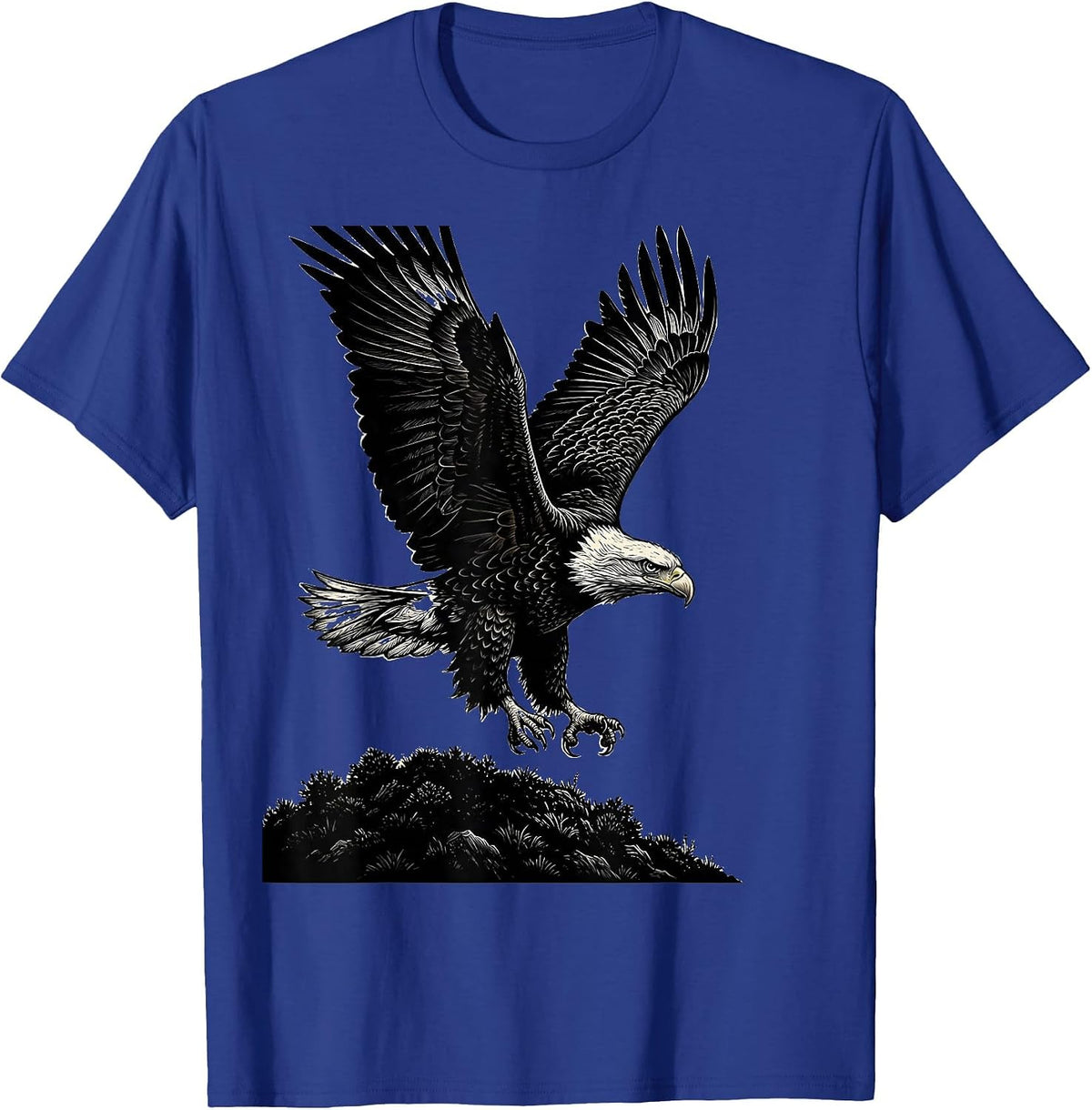Bald Eagle Scratchboard Mascot Faith Gift T-Shirt - Royal Blue