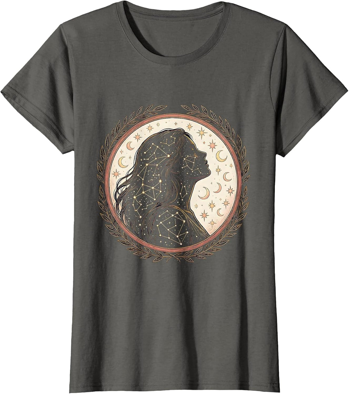 Women's Celestial Silhouette Star Map Freedom Design T-Shirt - Asphalt Grey