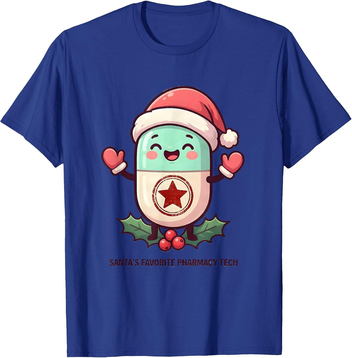 Santa's Favorite Pharmacy Tech Cute Kawaii Christmas T-Shirt - Royal Blue