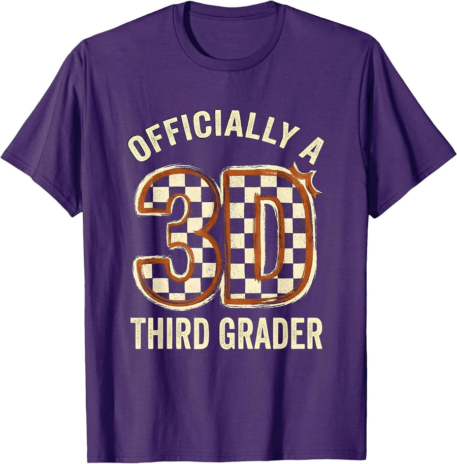 Men's Officially A Third Grader Playful Teacher Girl Back To T-Shirt - Purple