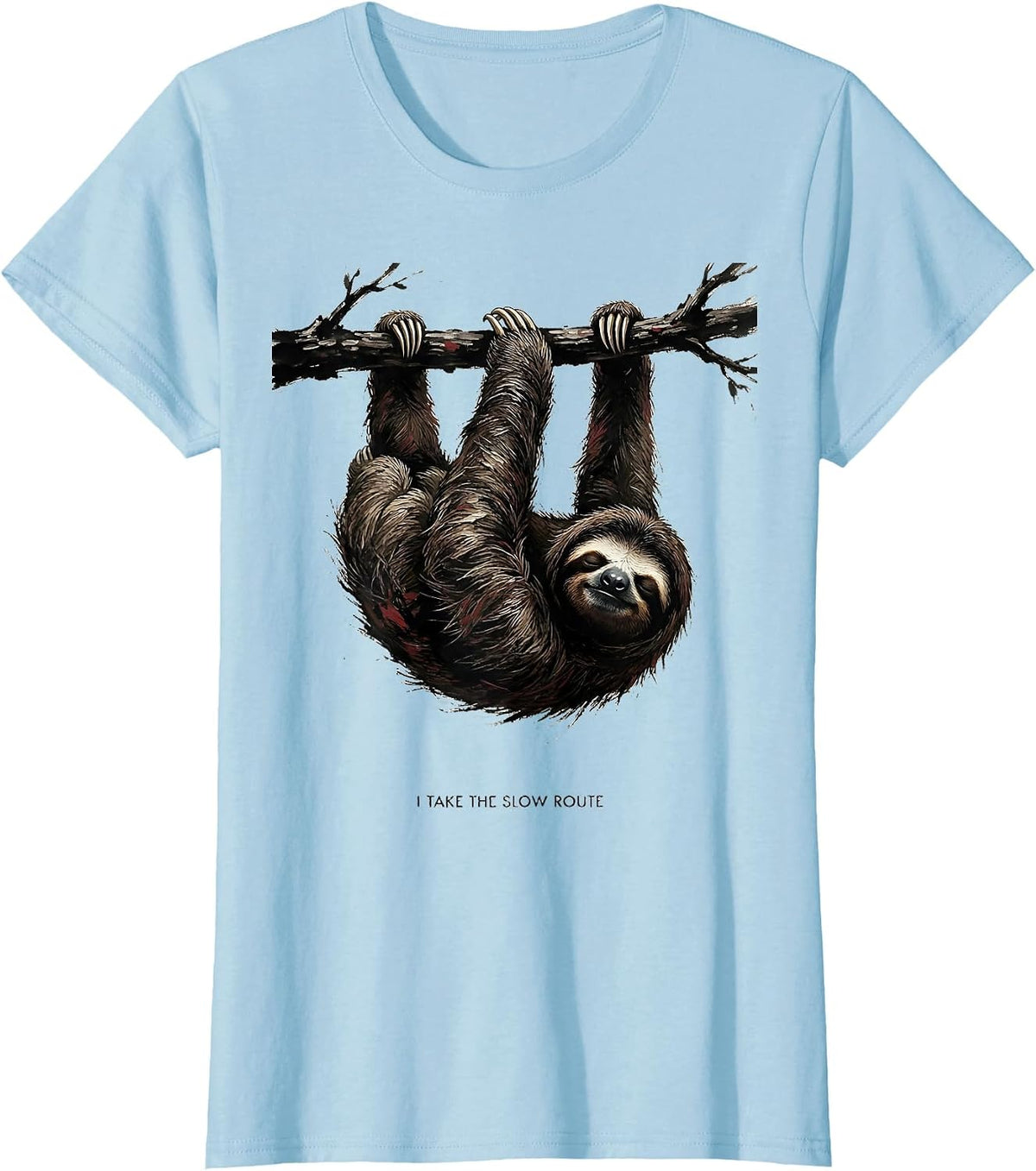 Women's I Take The Slow Route Funny Sloth Lazy Humor Gift T-Shirt - Baby Blue