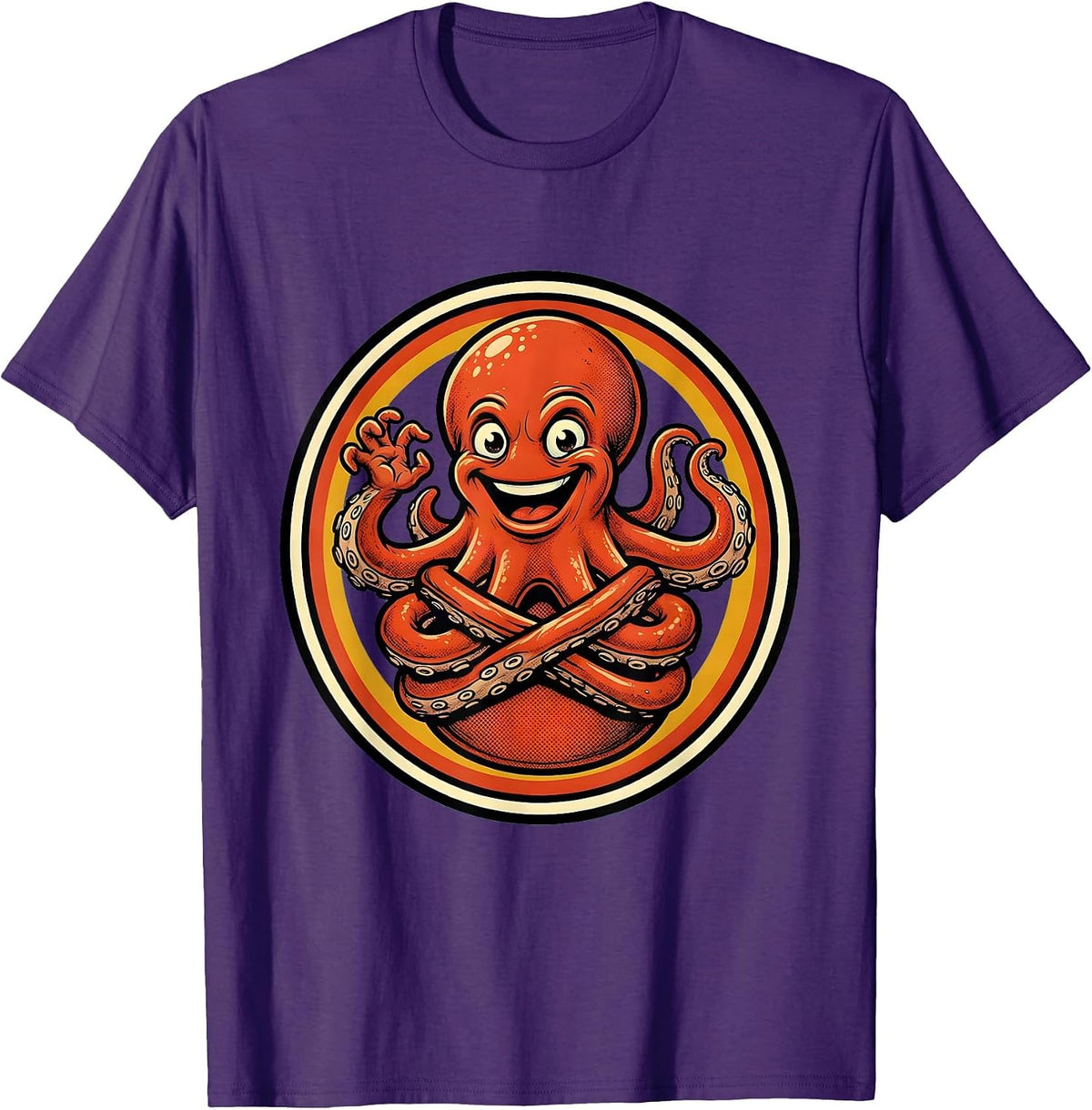 Funny Octopus Tangled In Its Own Arms T-Shirt - Purple