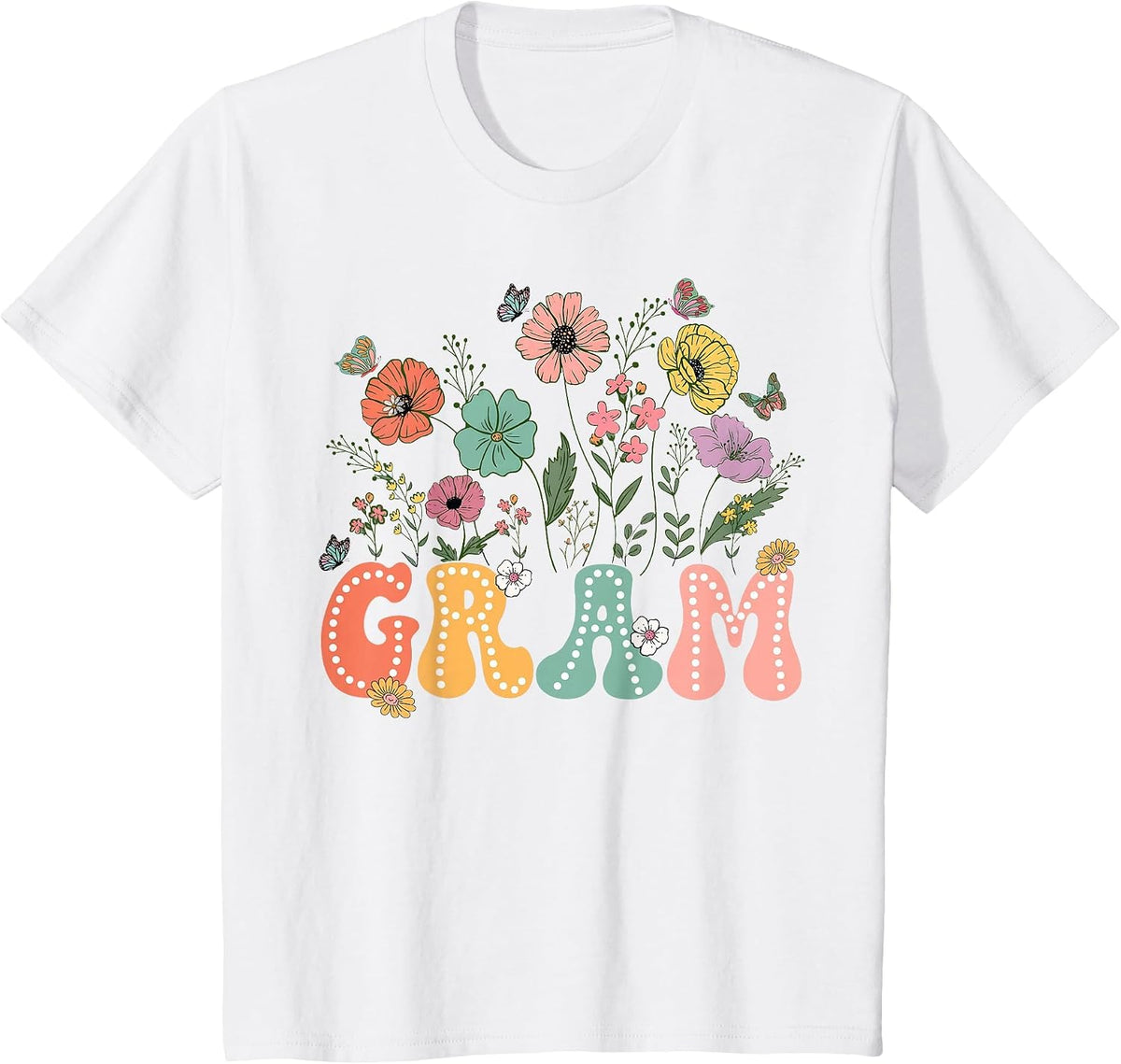 Gram Mothers Day for Grandma Wildflower Floral Women T-Shirt - White