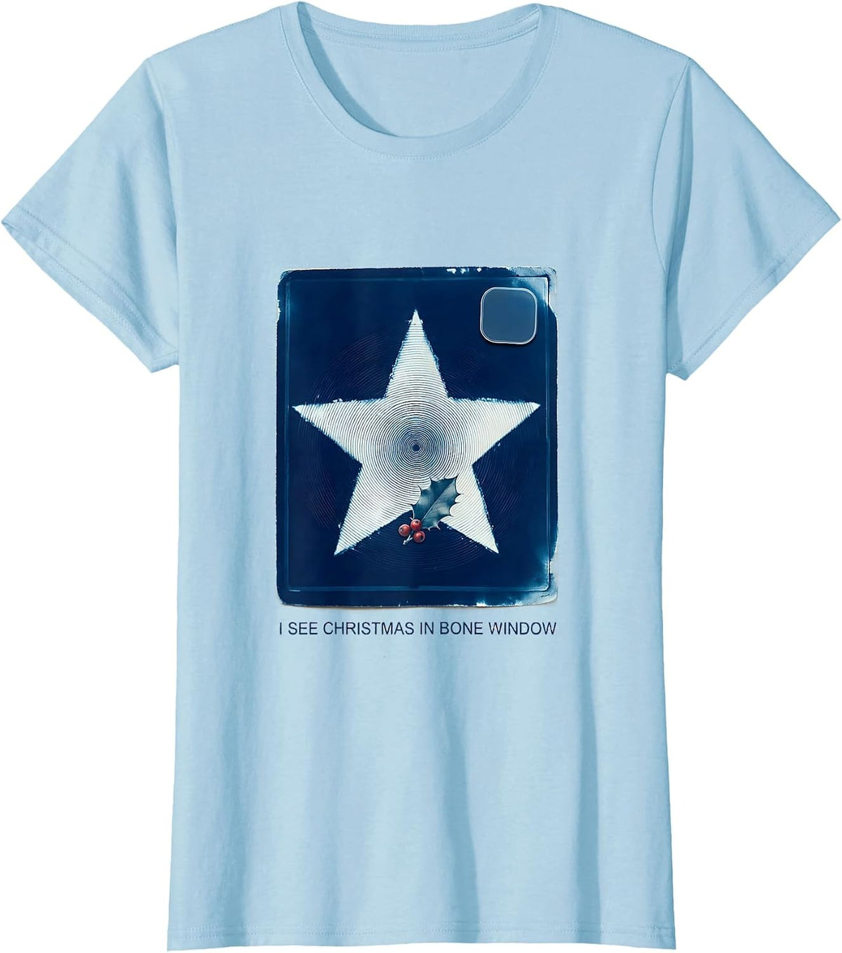 I See Christmas In Bone Window Cyanotype Radiology Tech Pun T-Shirt - Baby Blue
