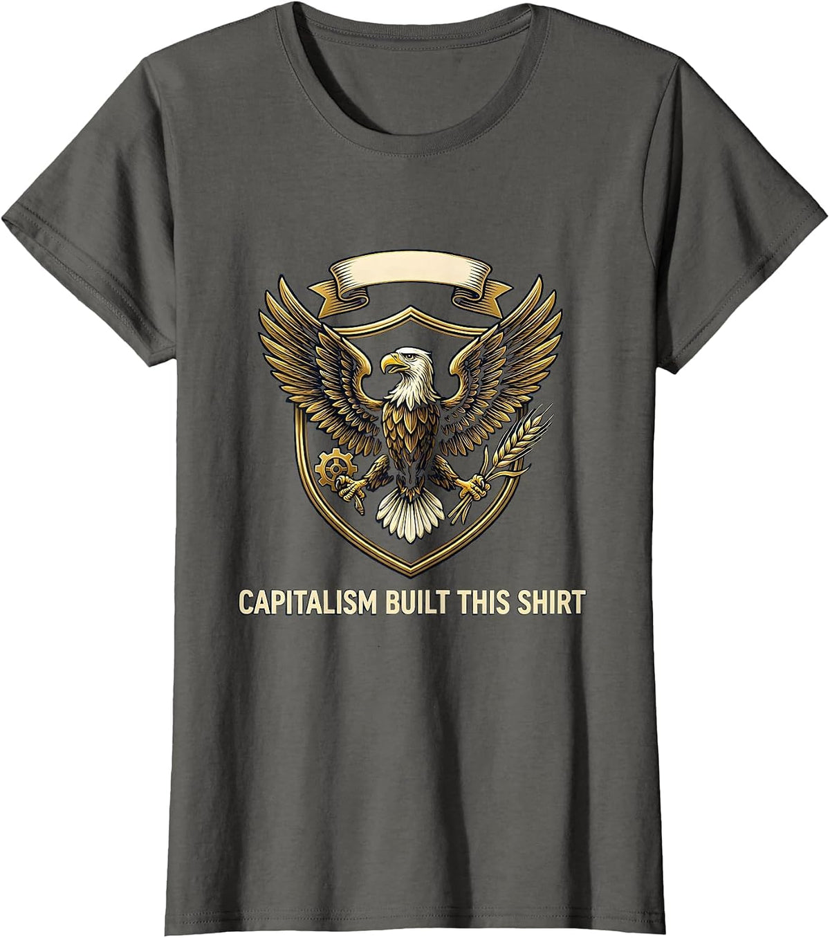 Women's Capitalism Built This Bold Conservative Design T-Shirt - Asphalt Grey