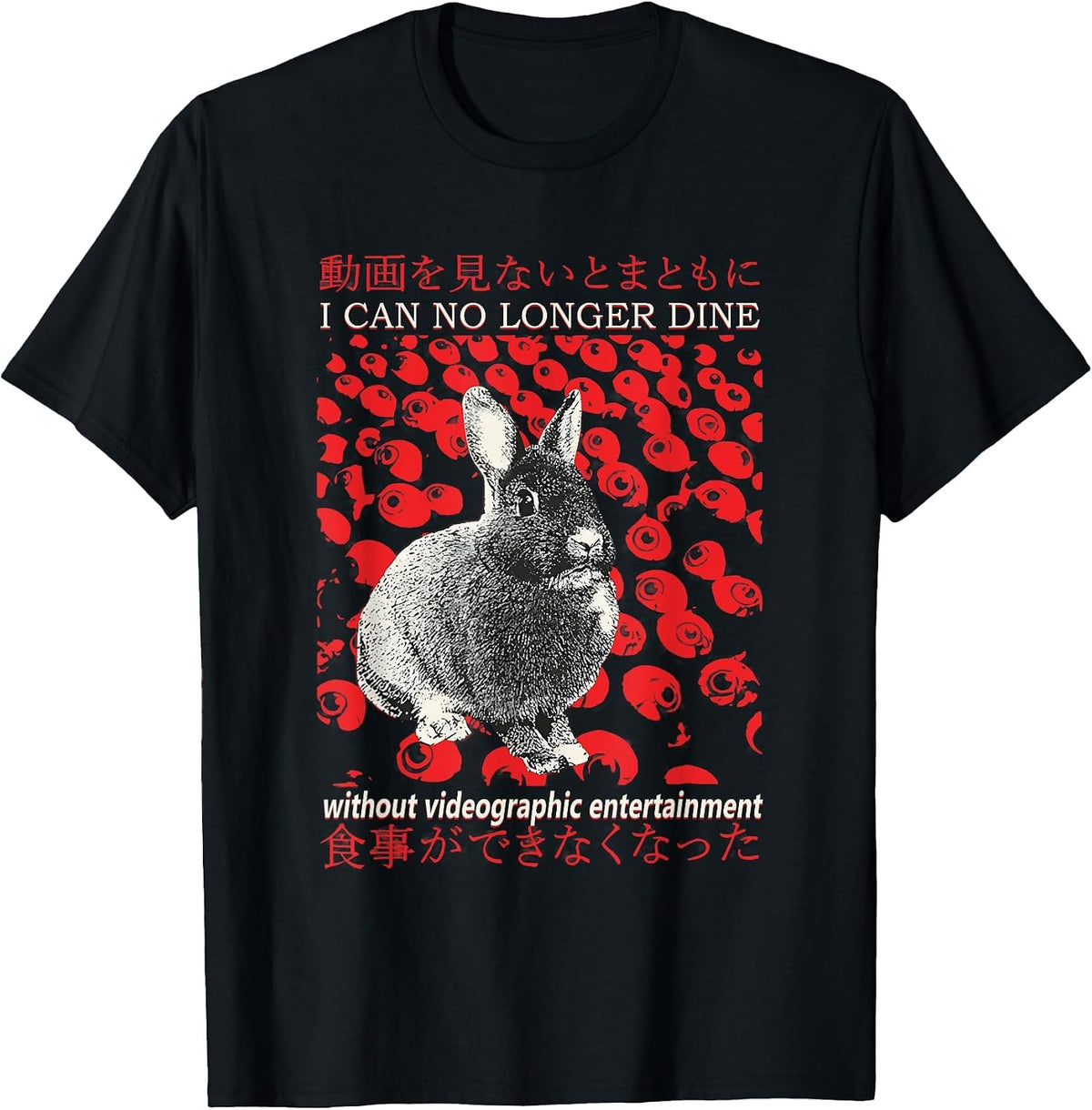 Funny Rabbit I Can No Longer Dine Japanese Rabbit Lovers T-Shirt - Black