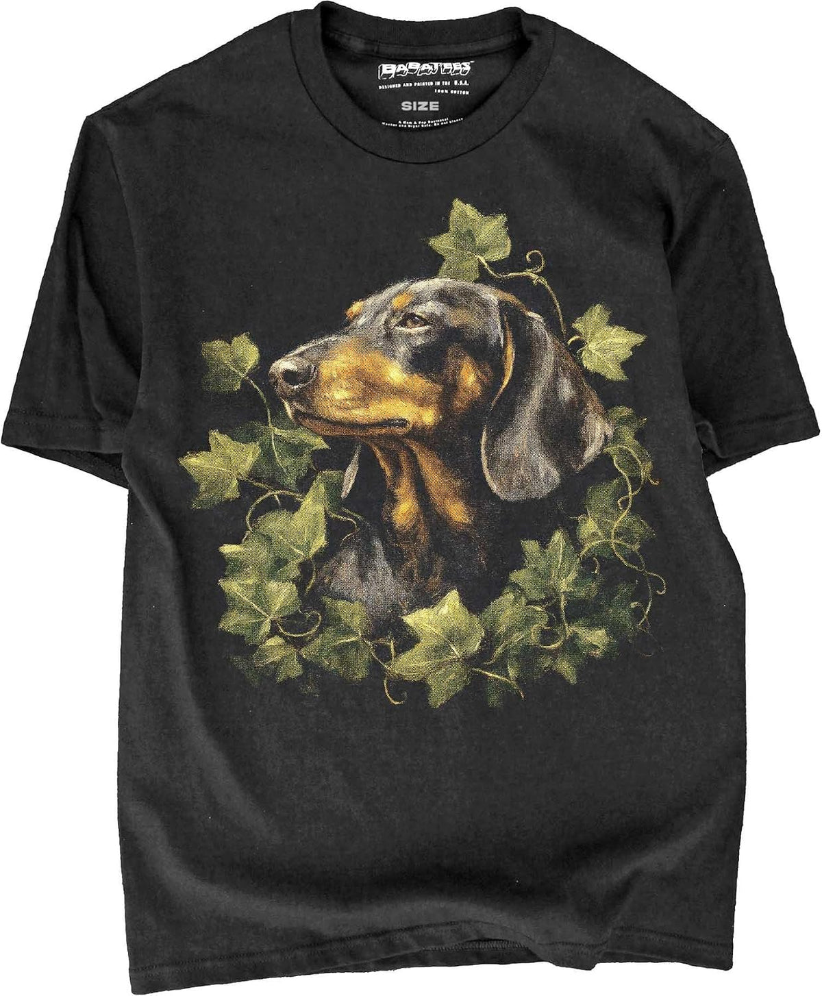 BABATEES Dachshund - U.S.A. Brand Cotton Black Tshirt - Dachshund D38