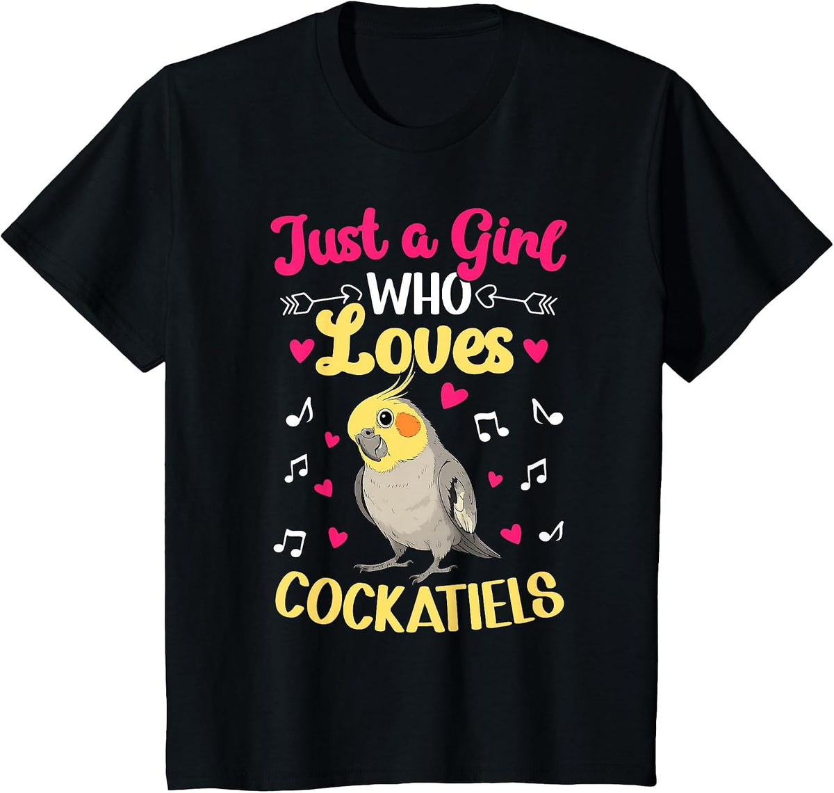 Girl Who Loves Cockatiel Owner Cockatiel Parrot Mom T-Shirt - Black