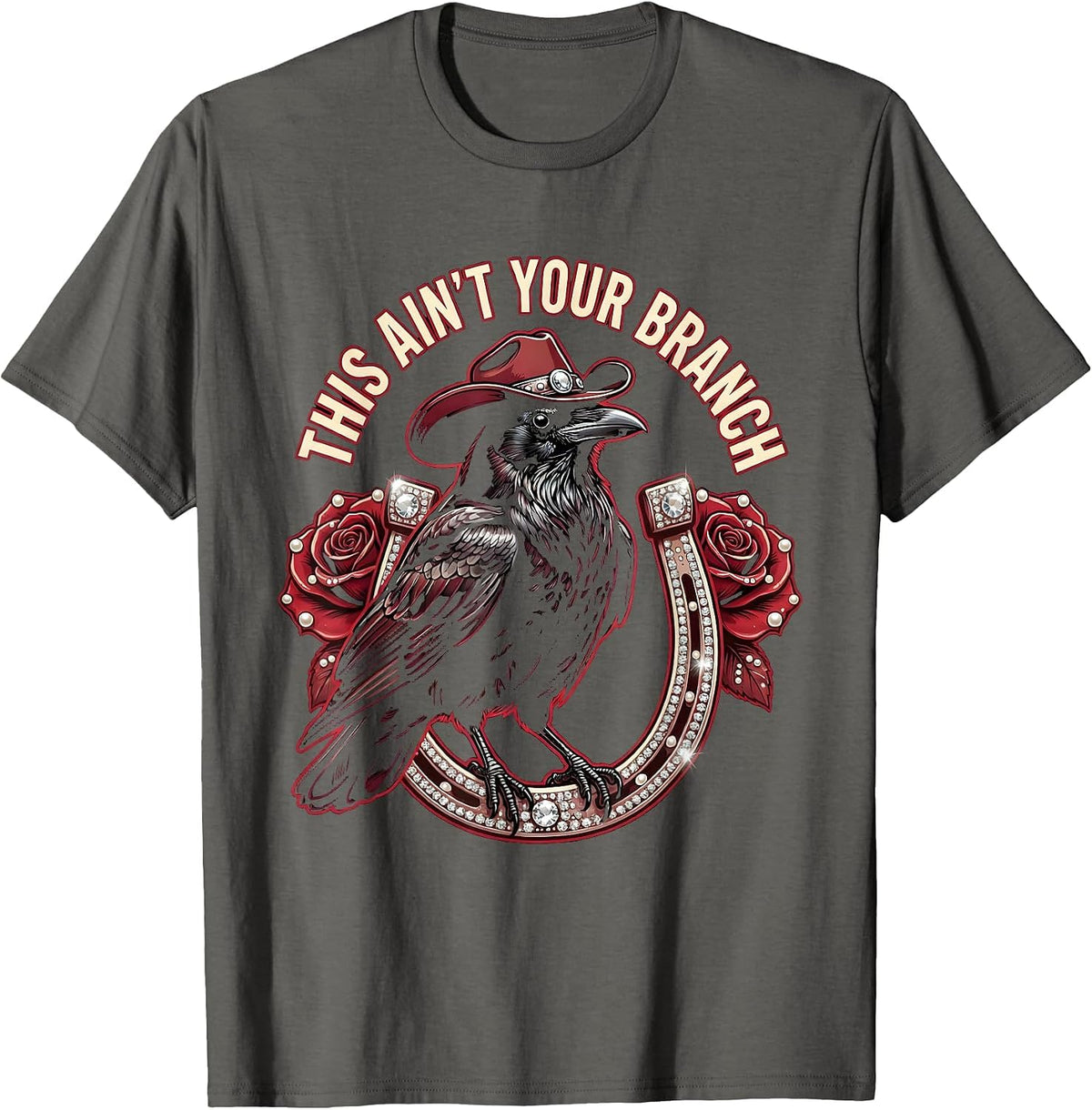 Men's Fawk Off Crow This Ain't Your Branch Design T-Shirt - Asphalt Grey