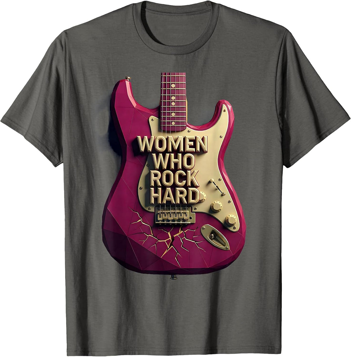 Women Who Rock Hard Band Music Graphic Design T-Shirt - Asphalt Grey