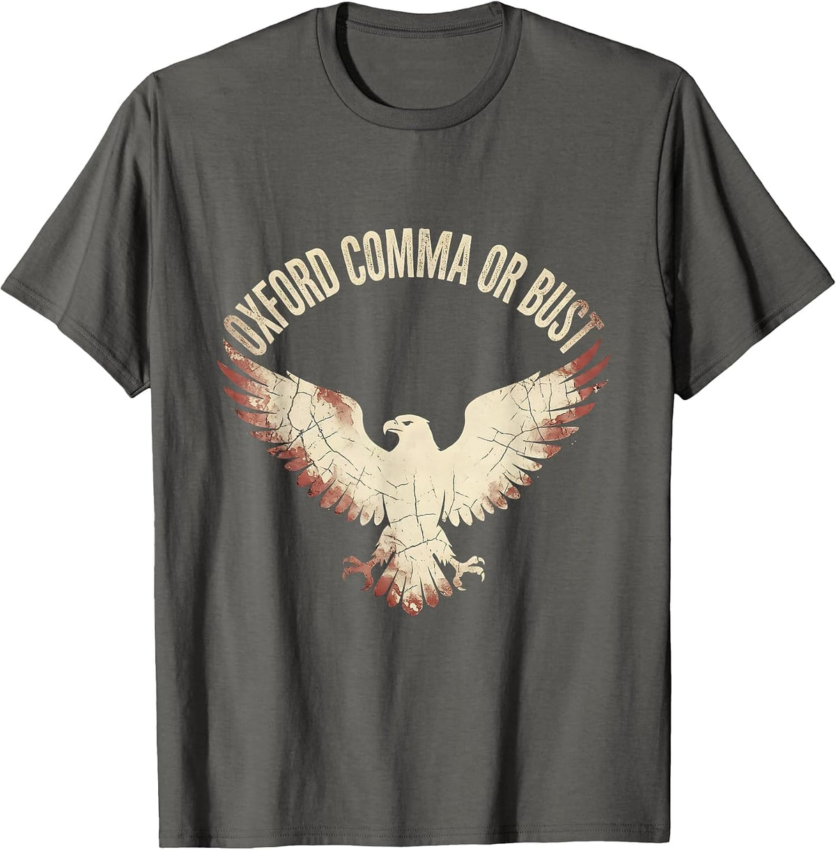 Men's Oxford Comma Or Bust English Teacher Design T-Shirt - Asphalt Grey