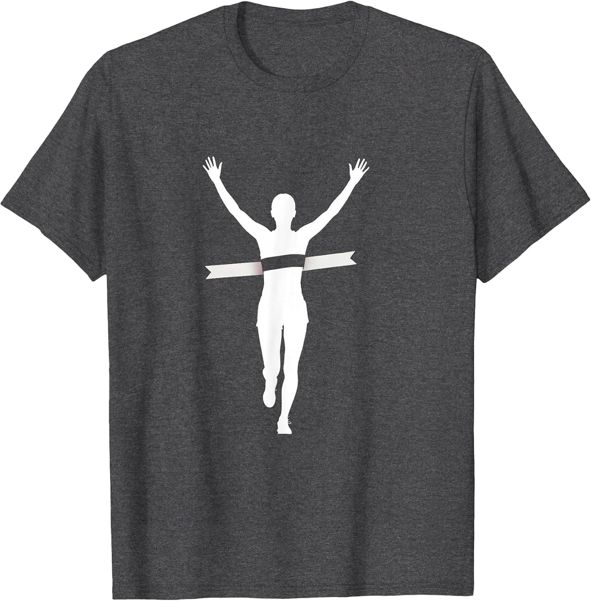Men's Runner Crossing the Finish Line Graphic Tee T-Shirt - Dark Heather Grey