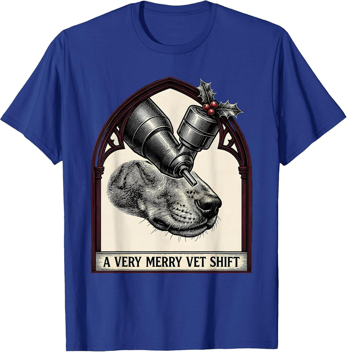 Men's A Very Merry Vet Shift Gothic Veterinary Tech Christmas T-Shirt - Royal Blue