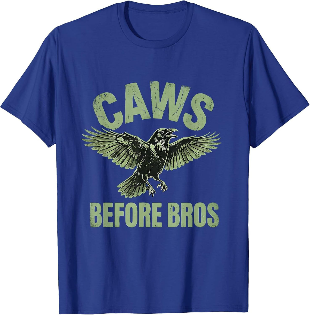 Caws Before Bros Funny Crow Bird Design T-Shirt - Royal Blue