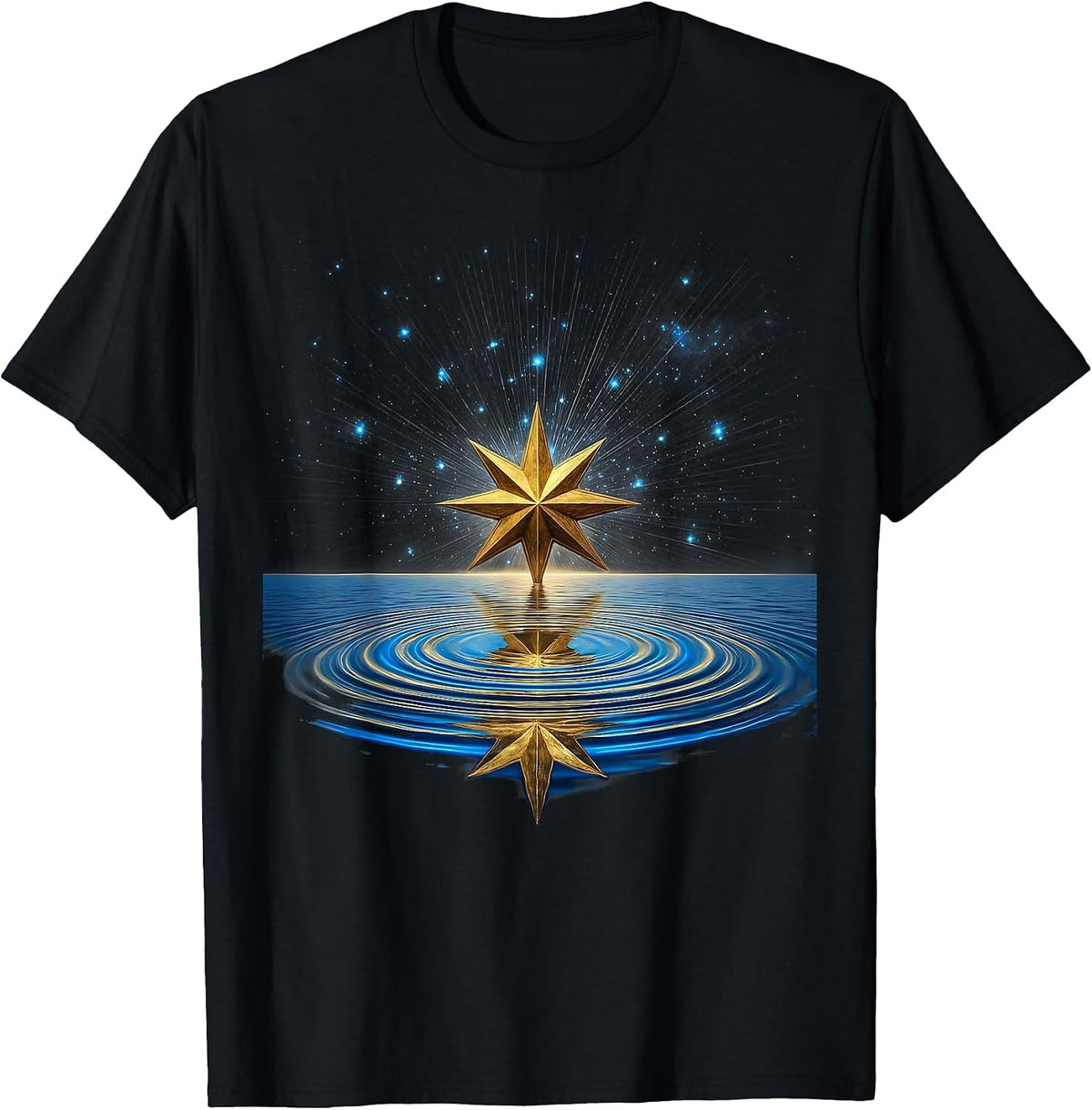 Men's Star Reflected in Still Ocean Graphic T-Shirt - Black