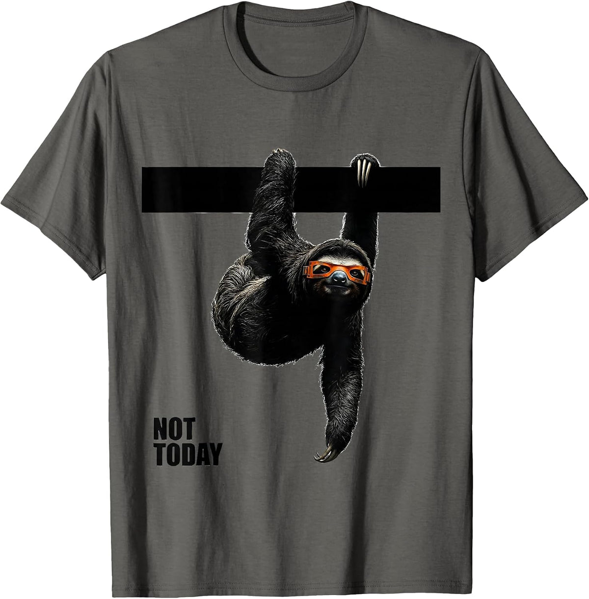 Men's Not Today Funny Sloth Lover Slow-Pace Humor T-Shirt - Asphalt Grey