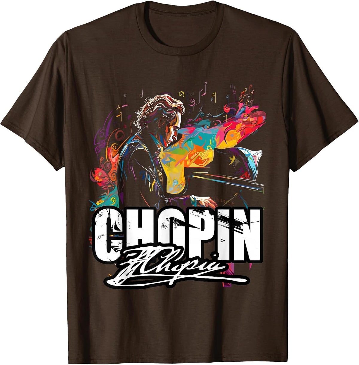 Classical Music Piano Frederic Chopin T-Shirt - Brown