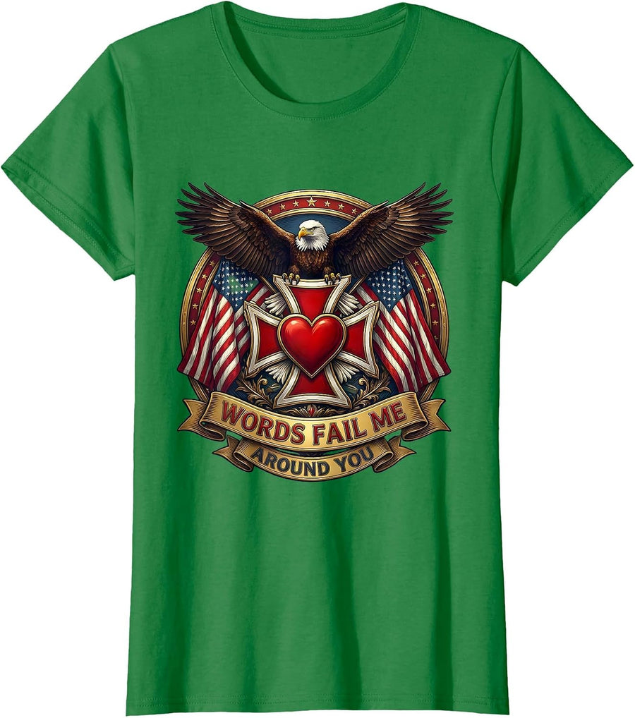 Women's I Just Cant Flirt Words Fail Me Around You T-Shirt - Kelly Green
