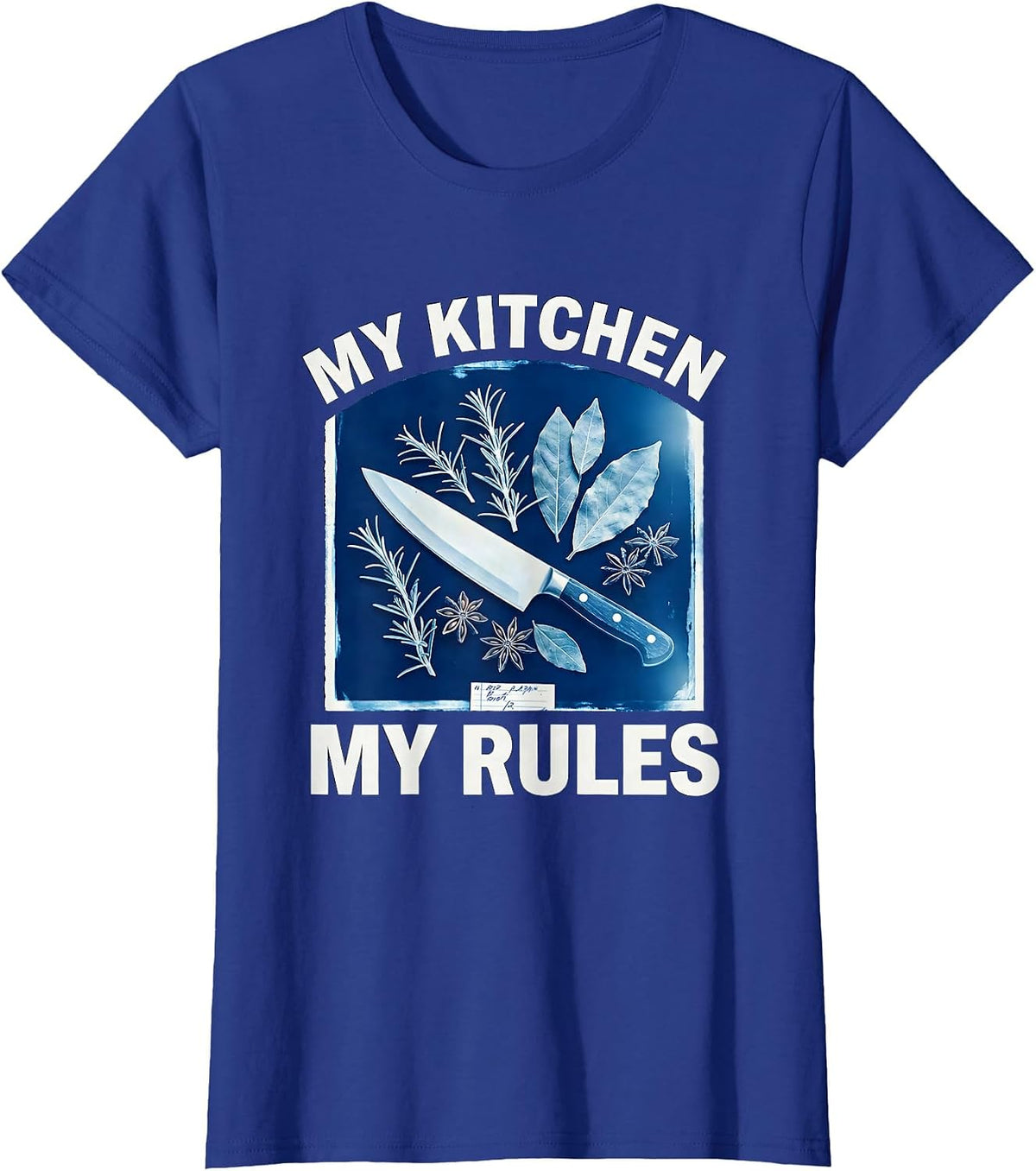 Women's My Kitchen My Rules Chef Cooking Design T-Shirt - Royal Blue