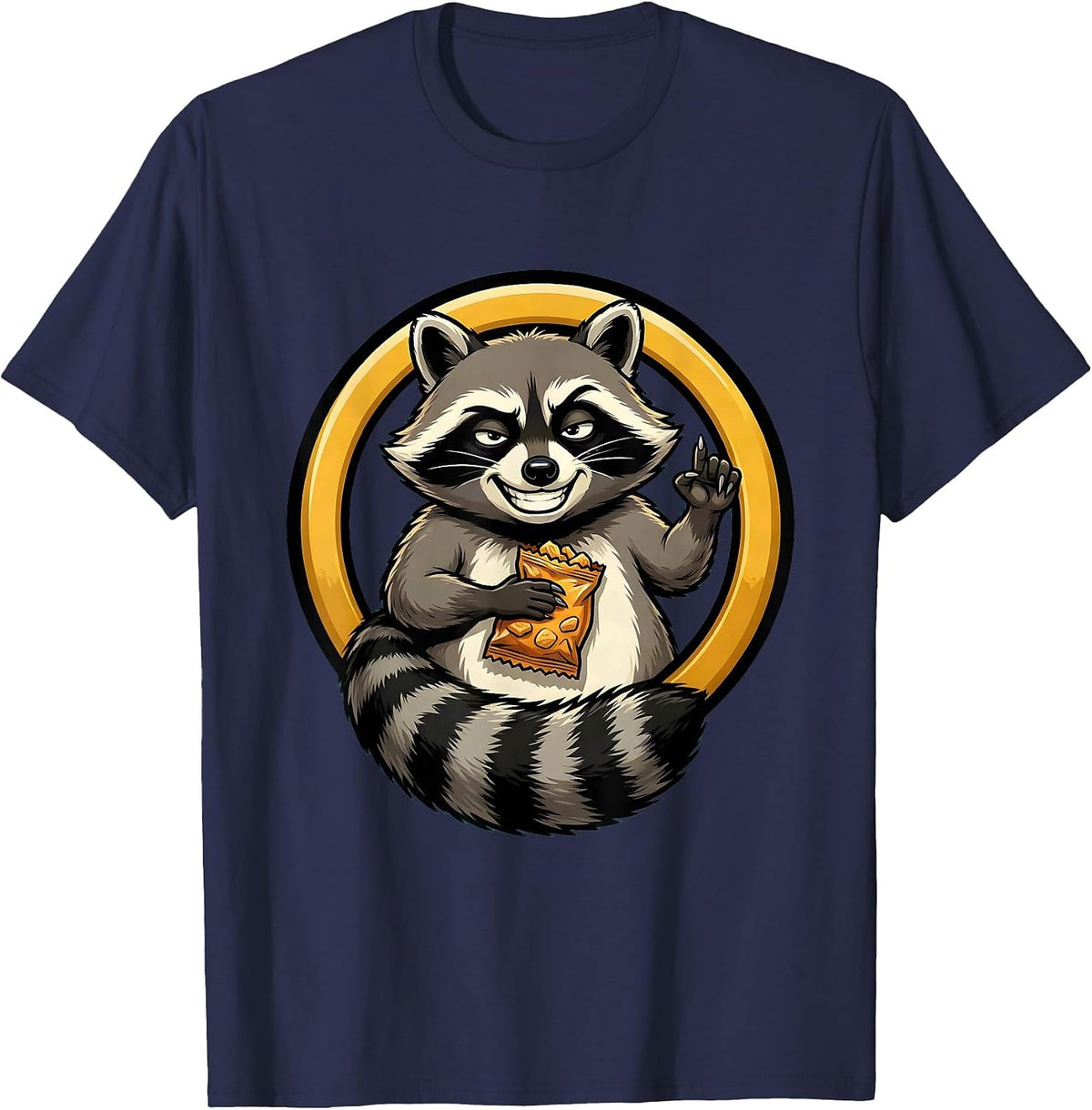 Men's Raccoon Stealing Snack With Zero Remorse T-Shirt - Navy Blue