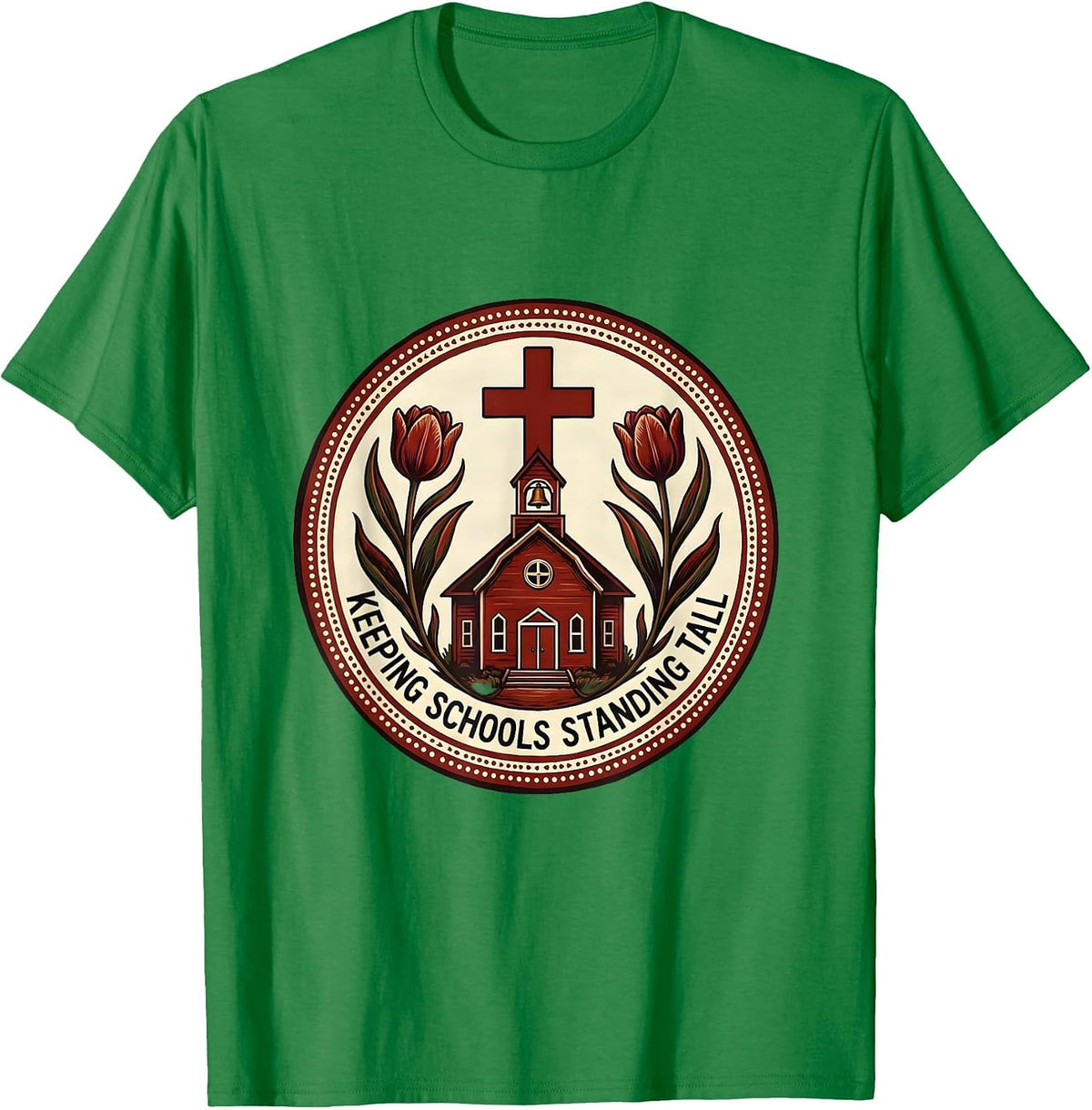 Men's Keeping Schools Standing Tall School Nurse Design T-Shirt - Kelly Green