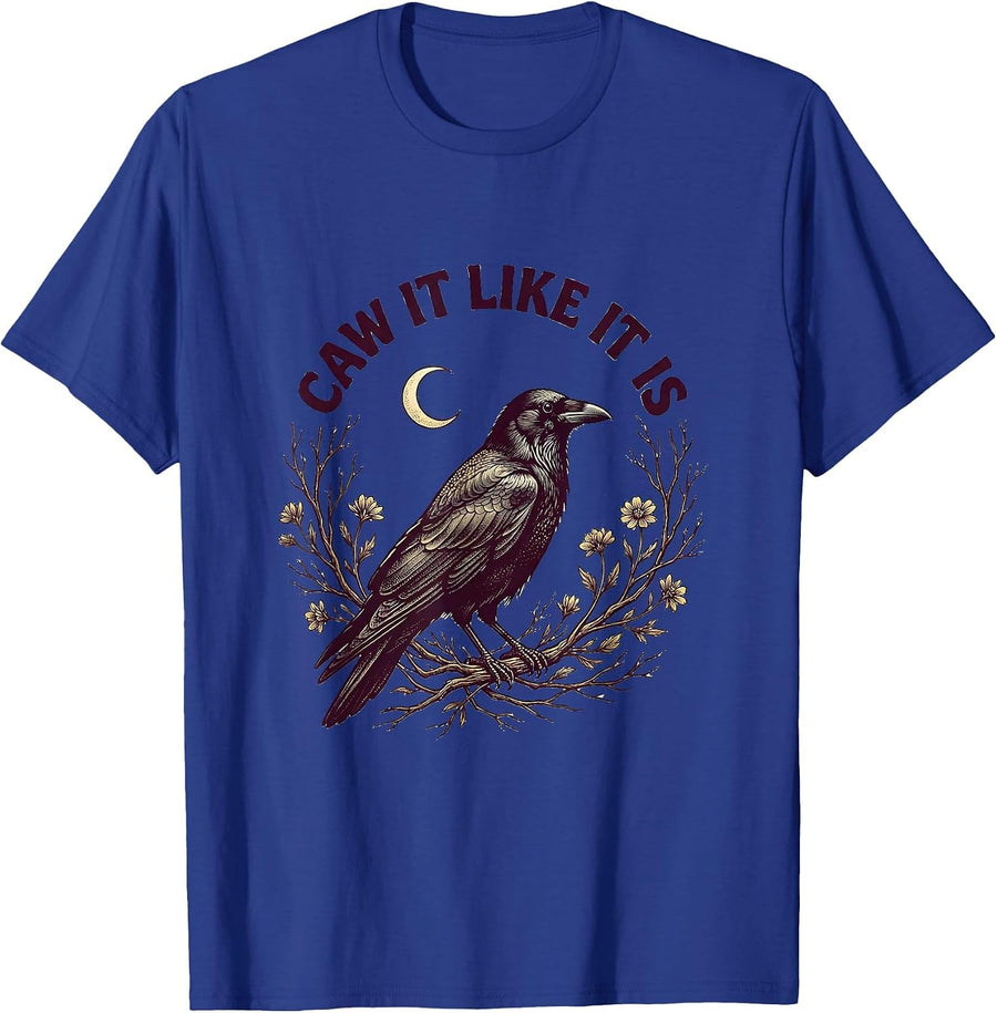 Caw It Like It Is Funny Crow Design T-Shirt - Royal Blue