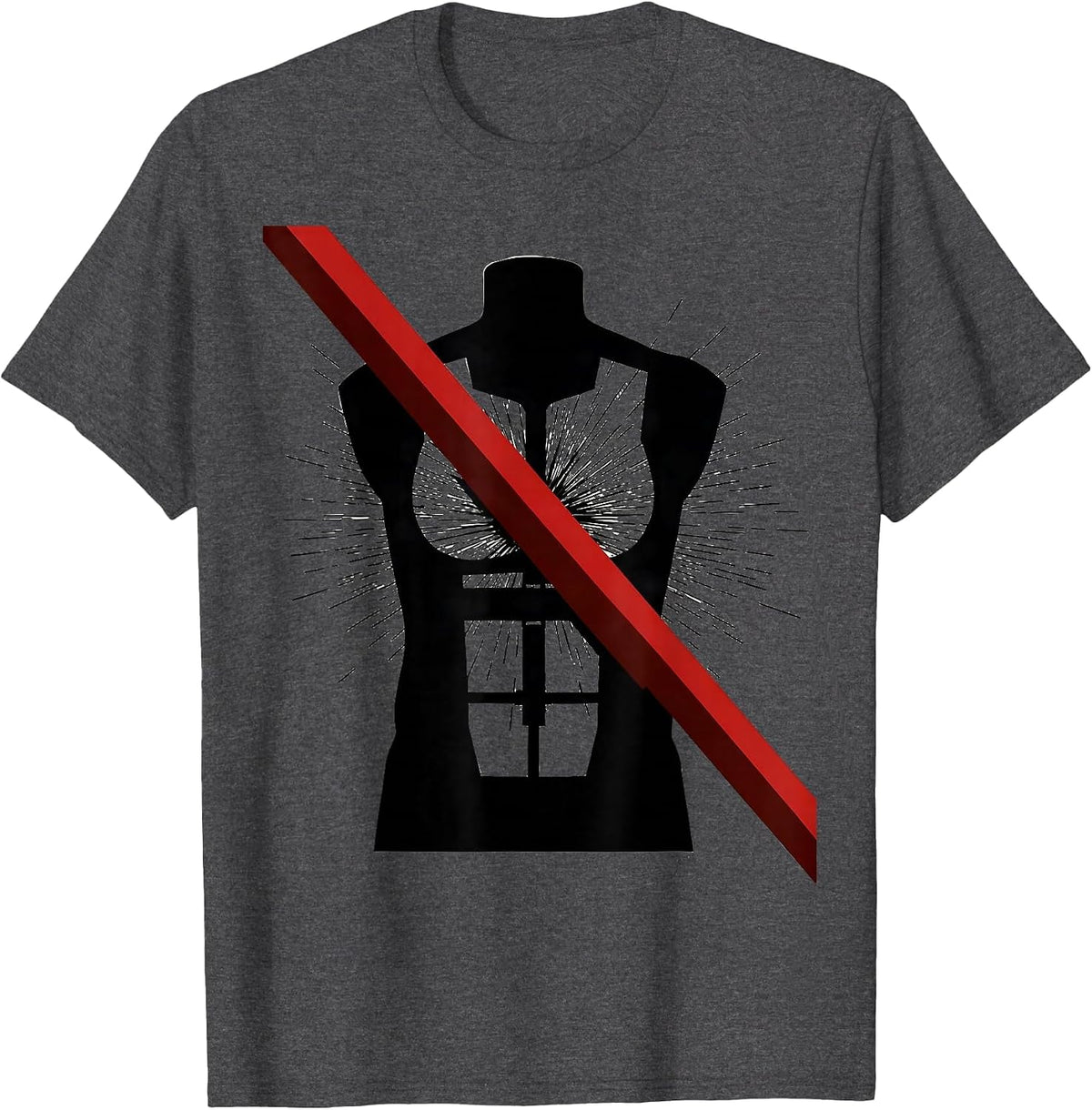 Flat Contour EMS Mannequin Deadpan Paramedic Humor T-Shirt - Dark Heather Grey