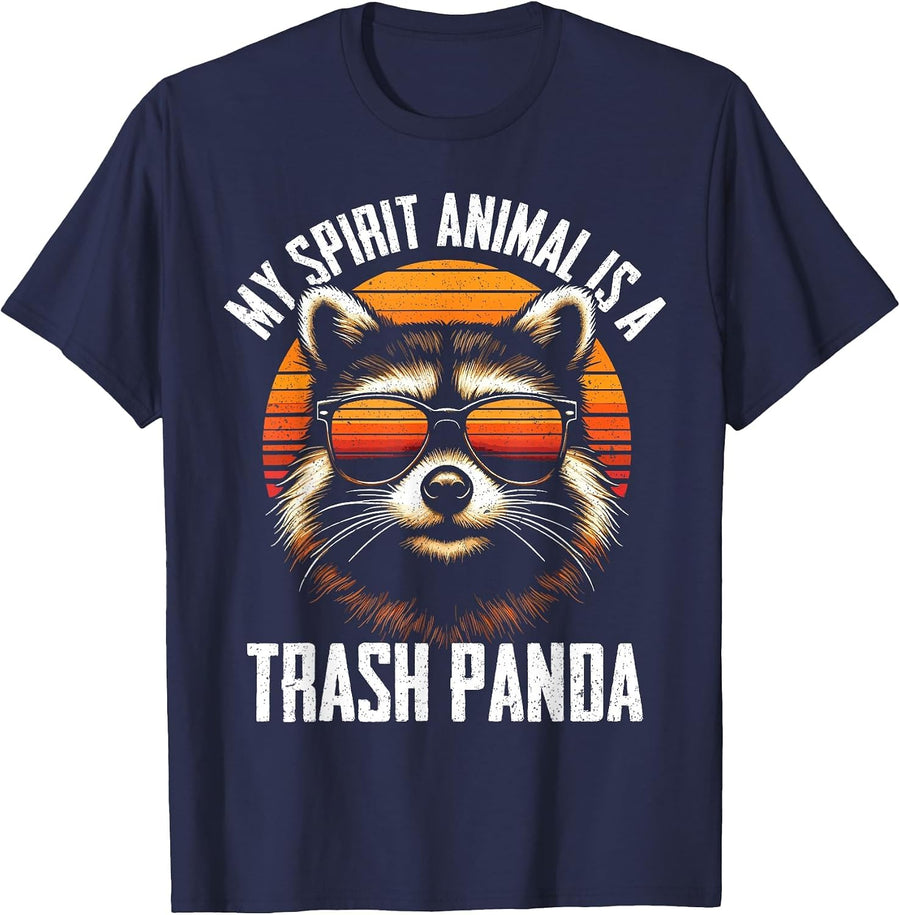 Funny Racoon Art for Women My Spirit Animal is a Panda Trash T-Shirt - Navy Blue