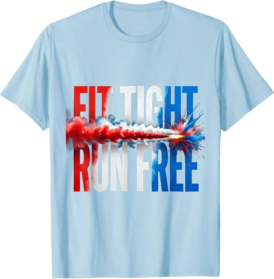 Men's Fit Tight Run Free Trailblazer Running Design T-Shirt - Baby Blue