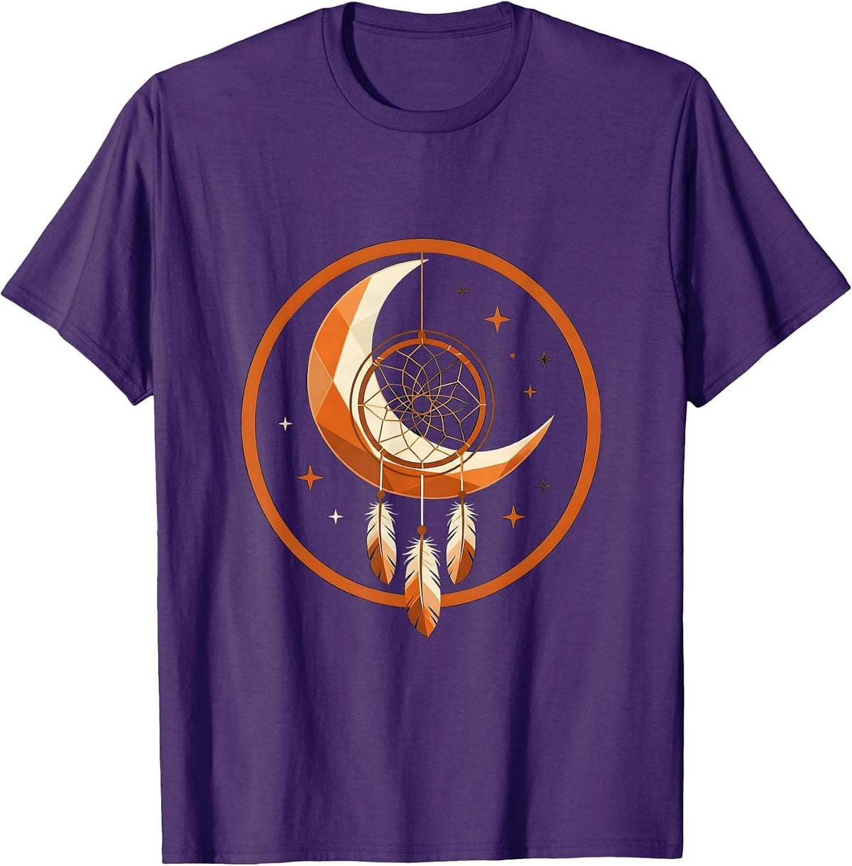 Men's Hippie Dreamcatcher Crescent Moon Boho Art T-Shirt - Purple