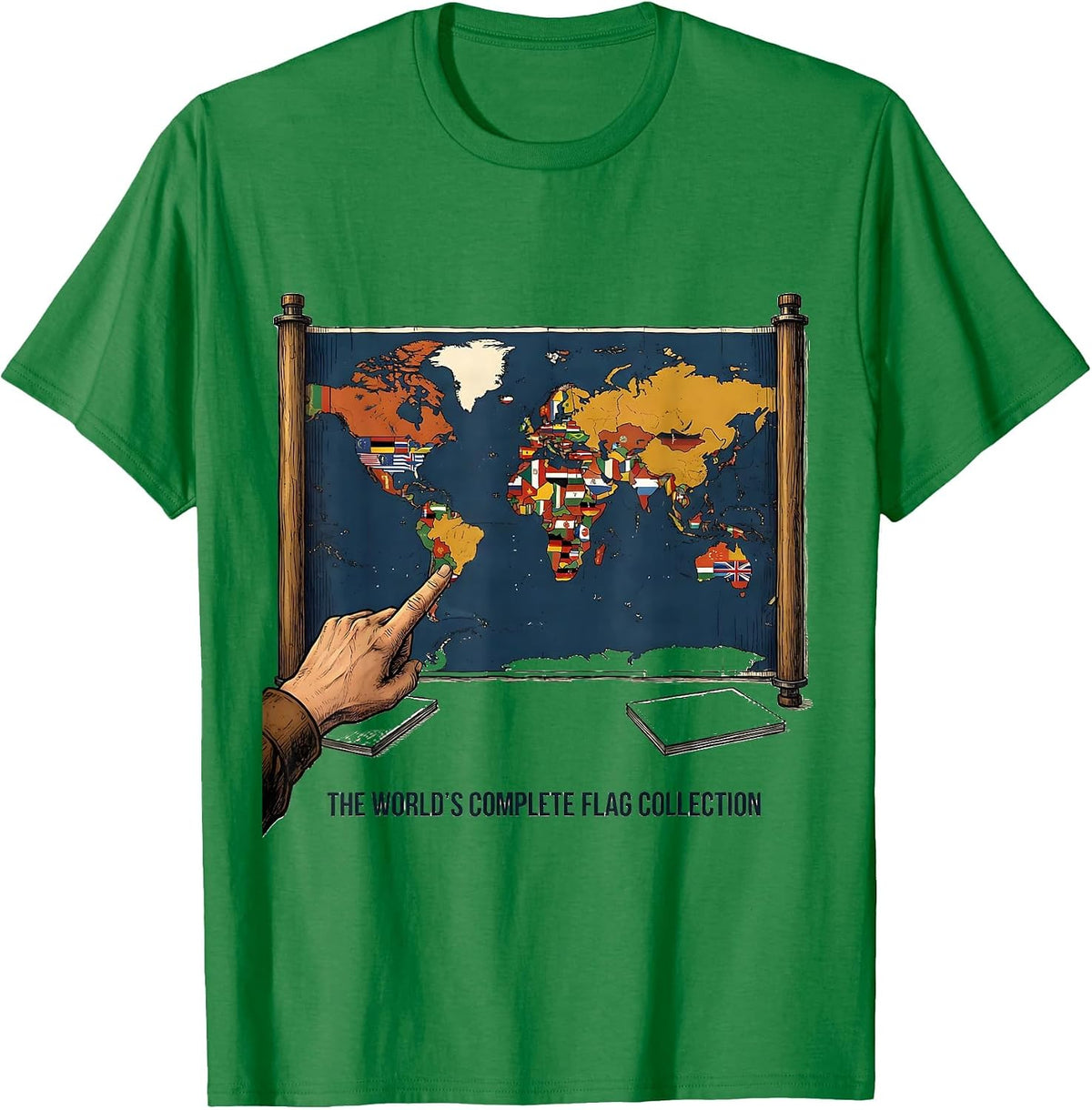 Men's The World's Complete Flag Collection International Geography T-Shirt - Kelly Green