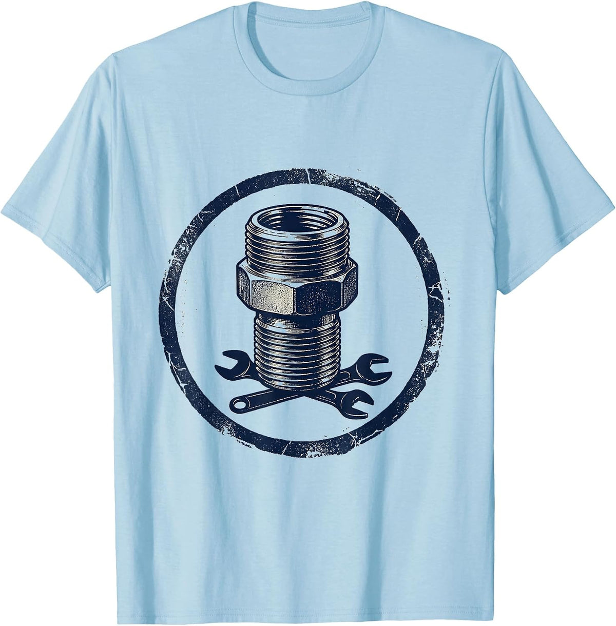 Men's Pipe Fitting Stamp Funny Plumber Pipefitter Gift T-Shirt - Baby Blue