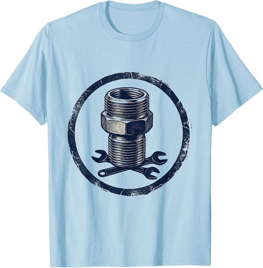 Men's Pipe Fitting Stamp Funny Plumber Pipefitter Gift T-Shirt - Baby Blue
