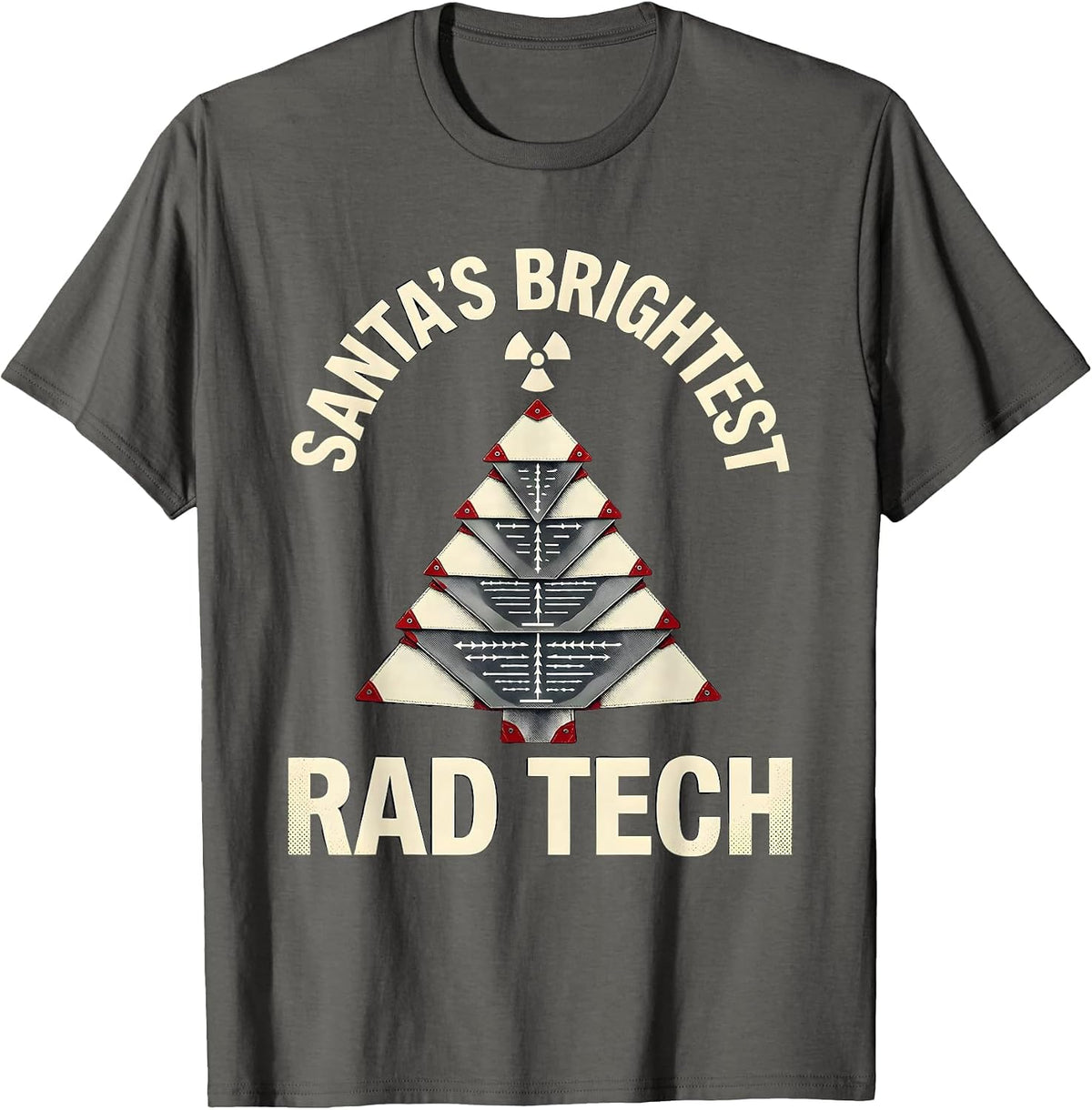 Men's Santa's Brightest Rad Tech Funny Radiology Tech Christmas T-Shirt - Asphalt Grey