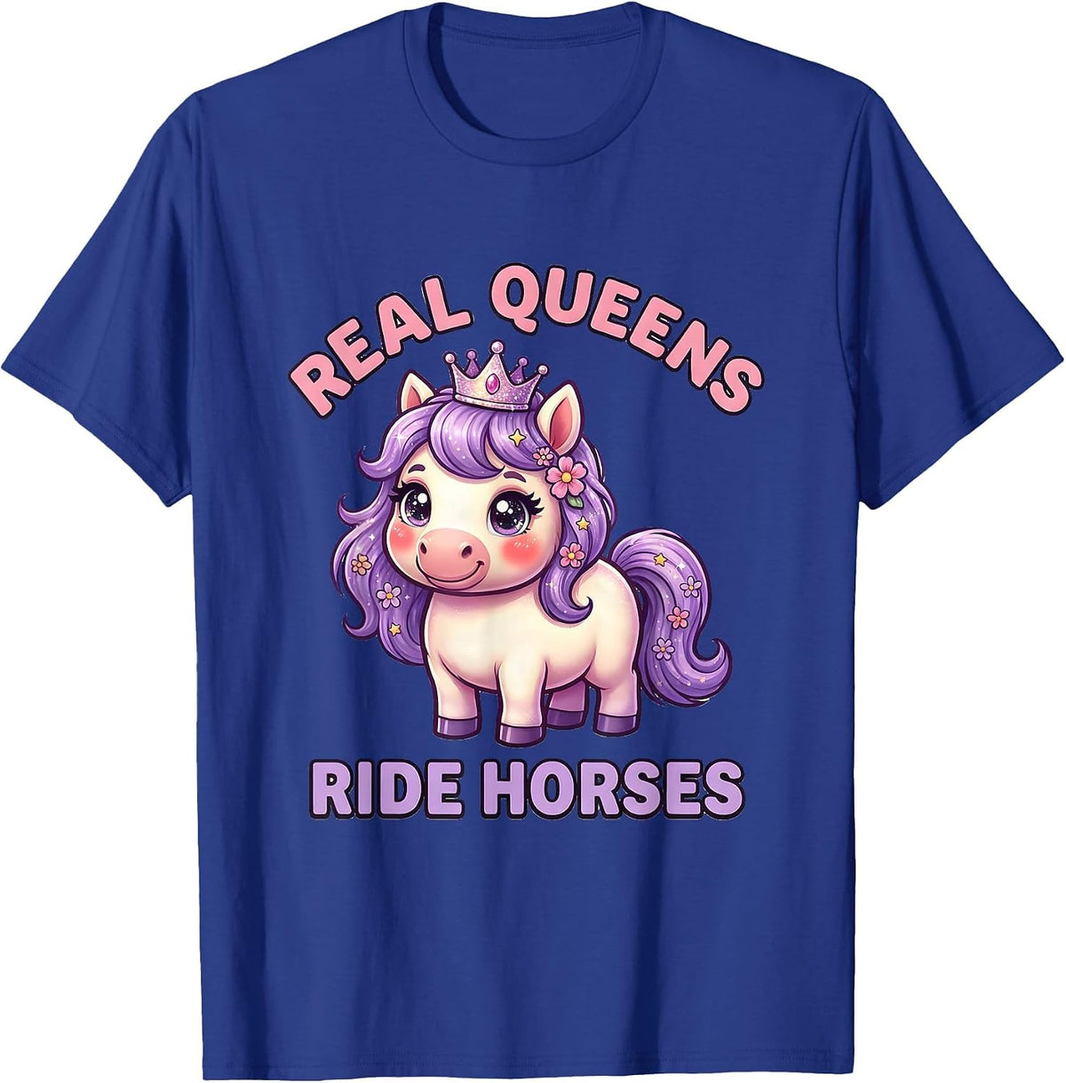 Men's Real Queens Ride Horses Rodeo Design T-Shirt - Royal Blue
