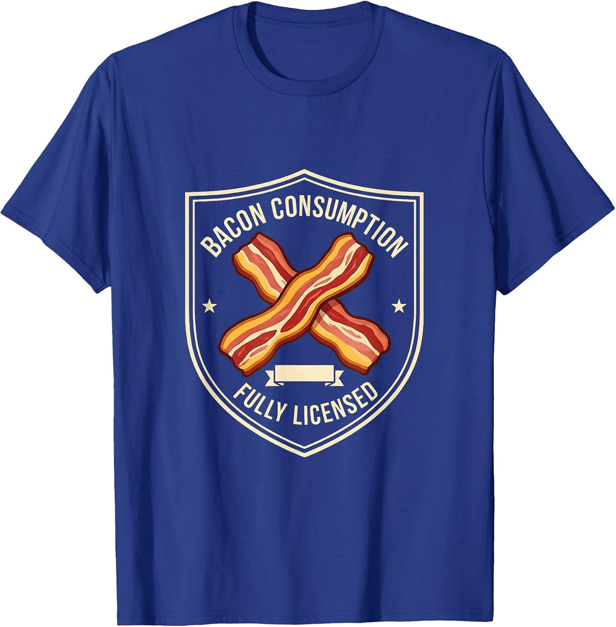 Men's Bacon Consumption, Fully Licensed Funny Foodie Pig Lover T-Shirt - Royal Blue