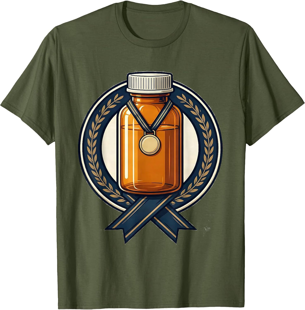 Pharmacy Tech Prescription Vial Humor Sports T-Shirt - Olive Green