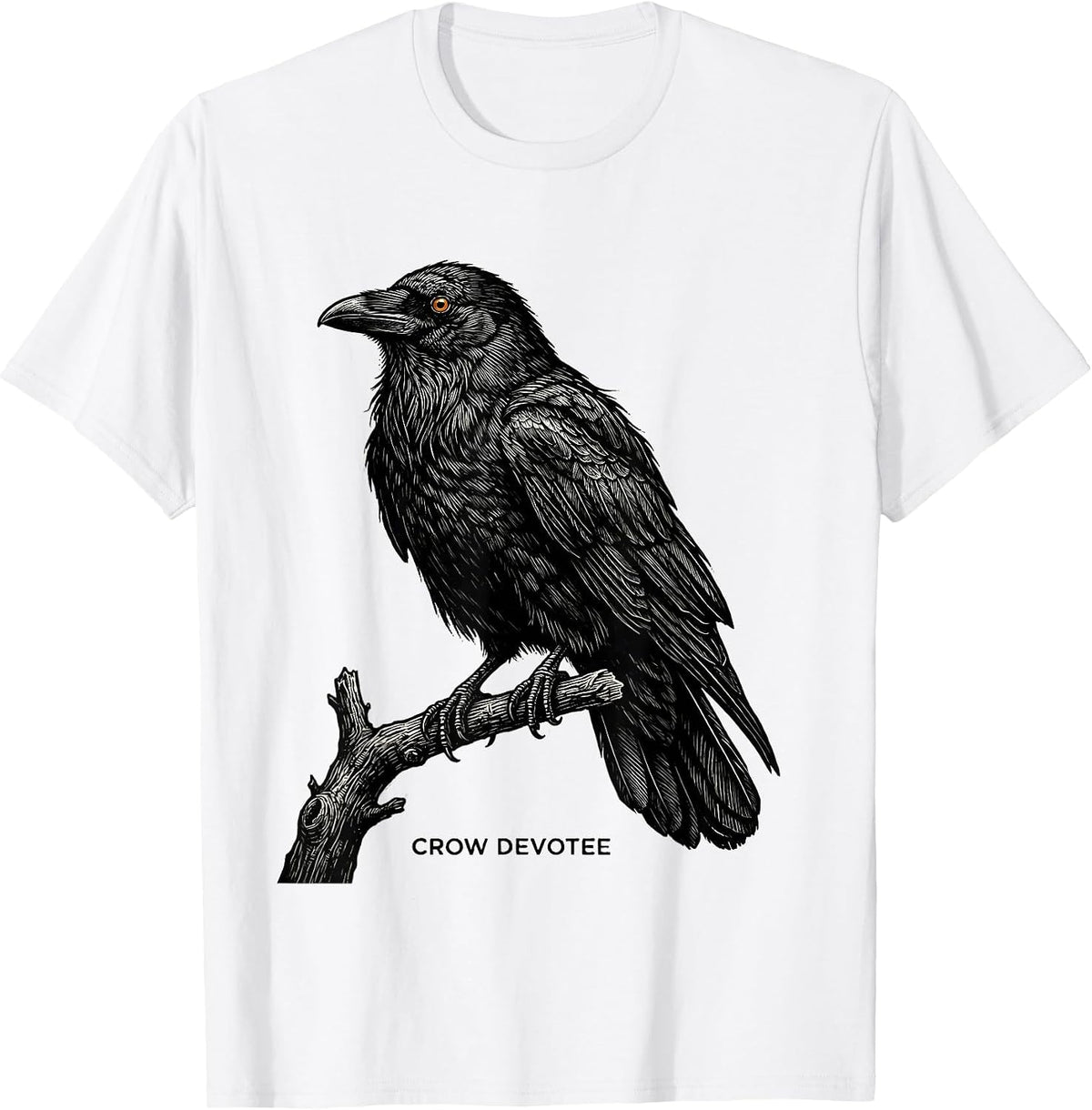 Men's Crow Devotee Gothic Nature Bird Enthusiast Dark Humor T-Shirt - White