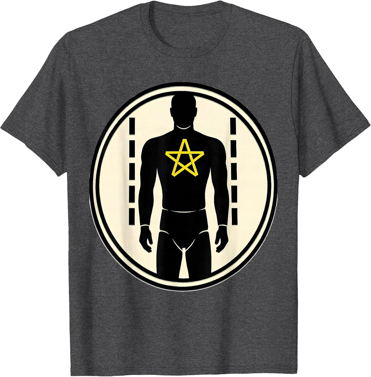 Men's Sealed EMT Stencil Badge Deadpan Paramedic Humor T-Shirt - Dark Heather Grey