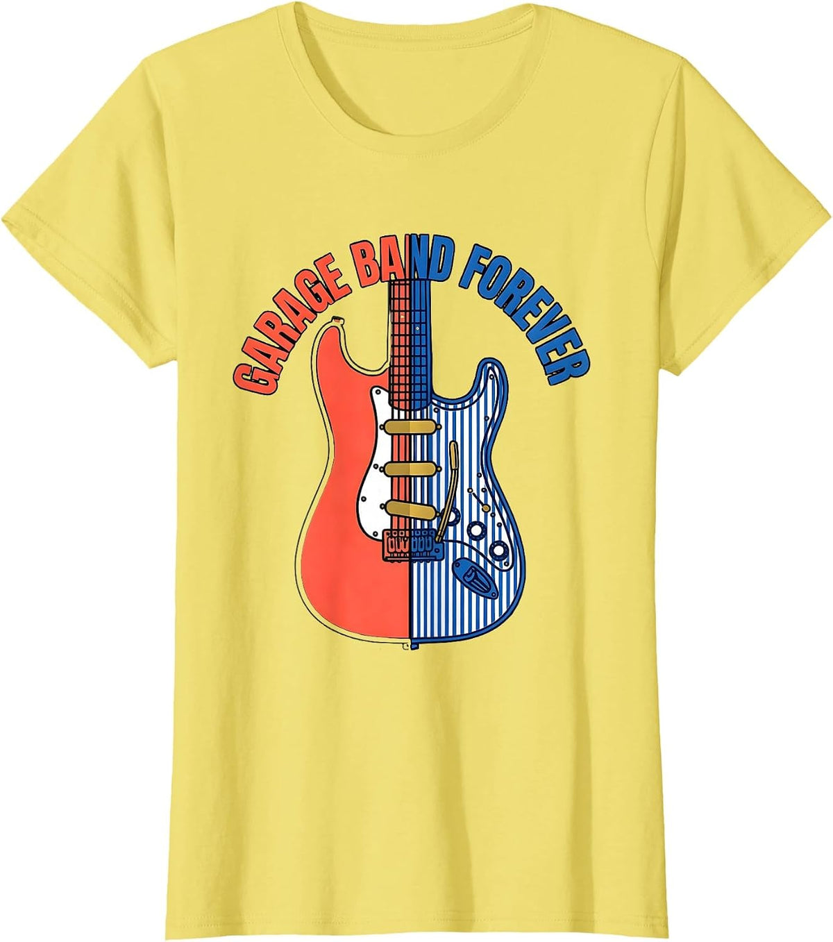 Women's Garage Band Forever Music Lover Design T-Shirt - Lemon Yellow