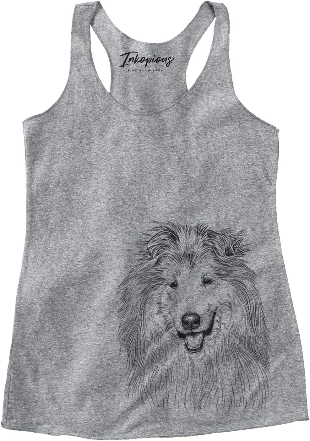 Bare Donnan the Rough Collie Dog Triblend T-Shirt - Grey Racerback
