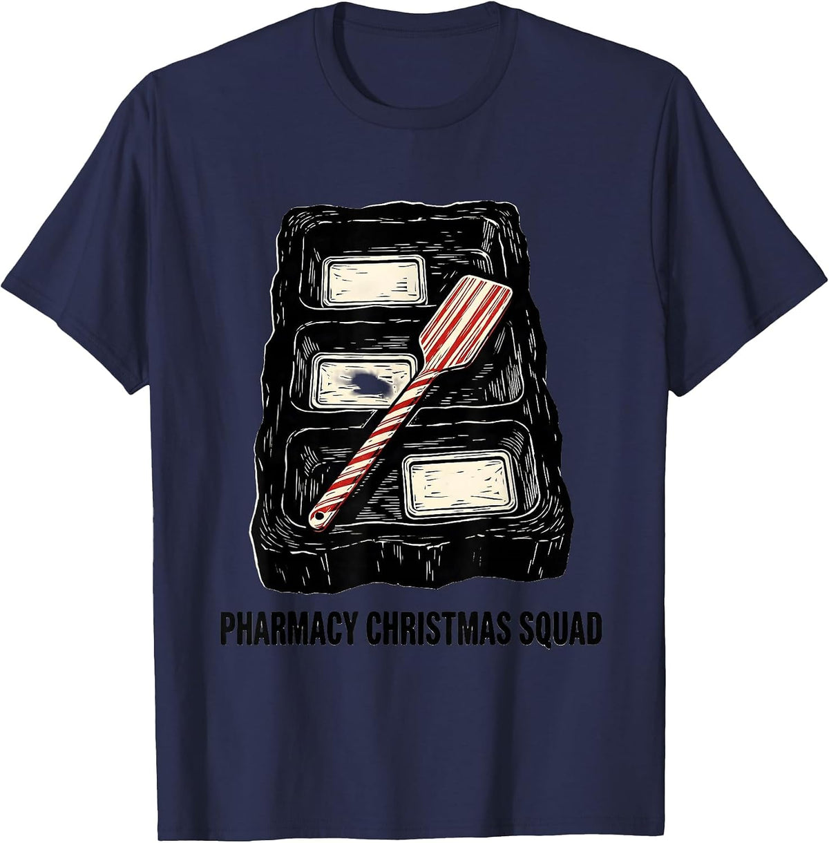 Men's Pharmacy Christmas Squad Funny Pharmacy Tech Matching T-Shirt - Navy Blue