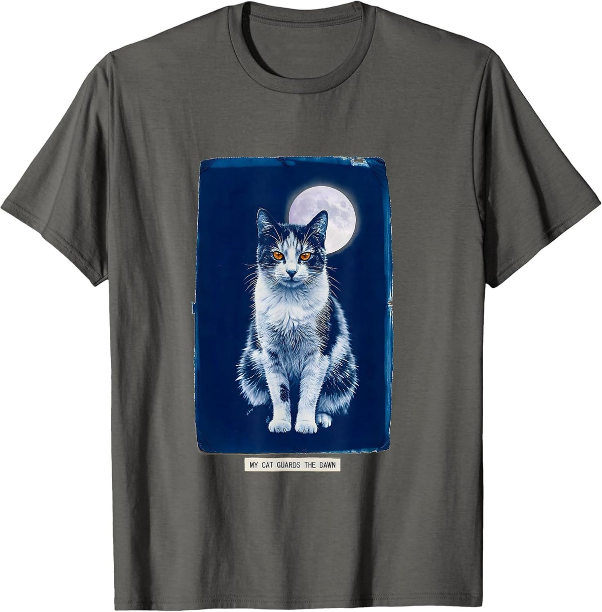 My Cat Guards The Dawn Mystical Clan Cat Fan Art T-Shirt - Asphalt Grey