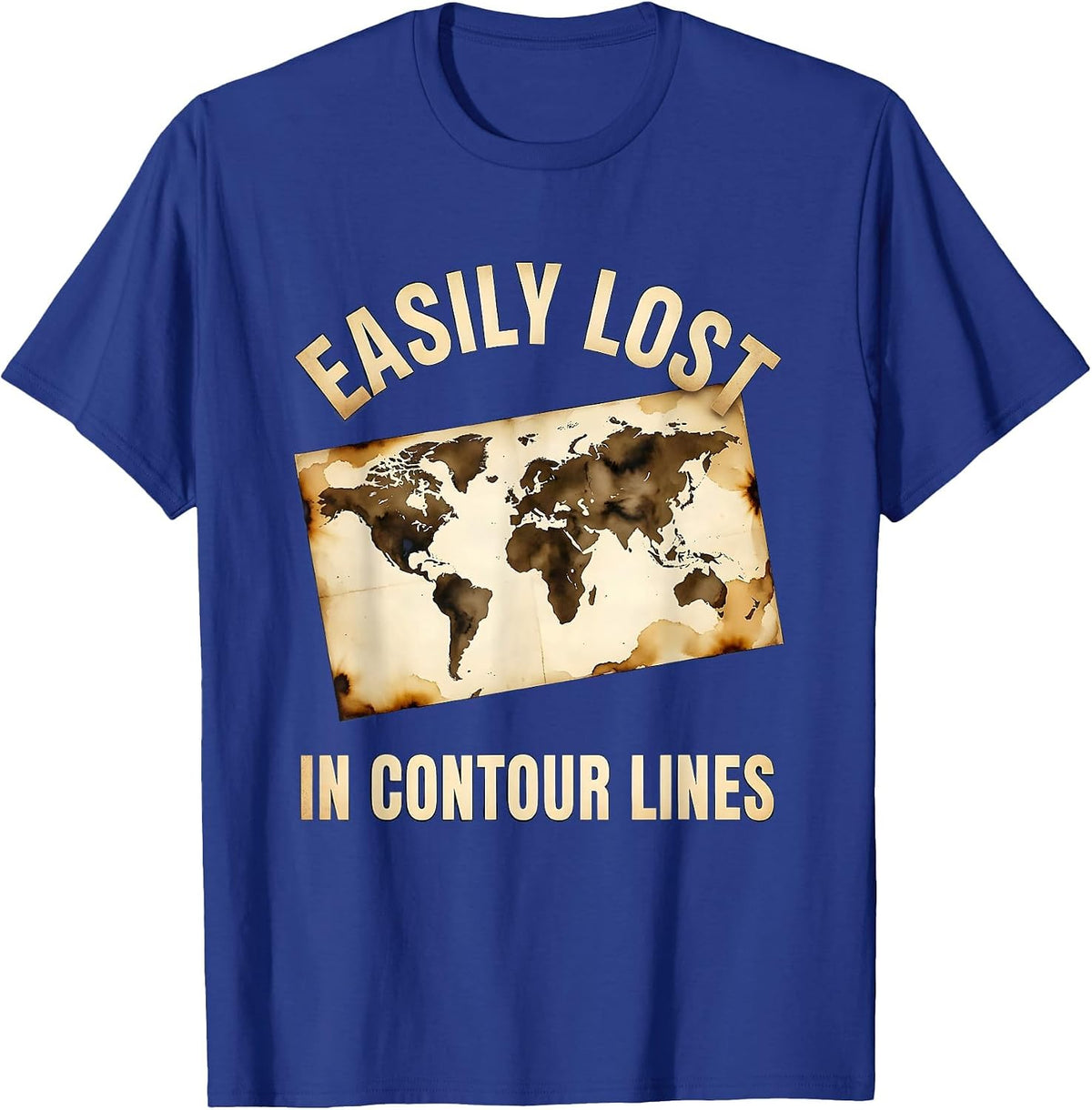 Easily Lost In Contour Lines Funny Geography Teacher T-Shirt - Royal Blue