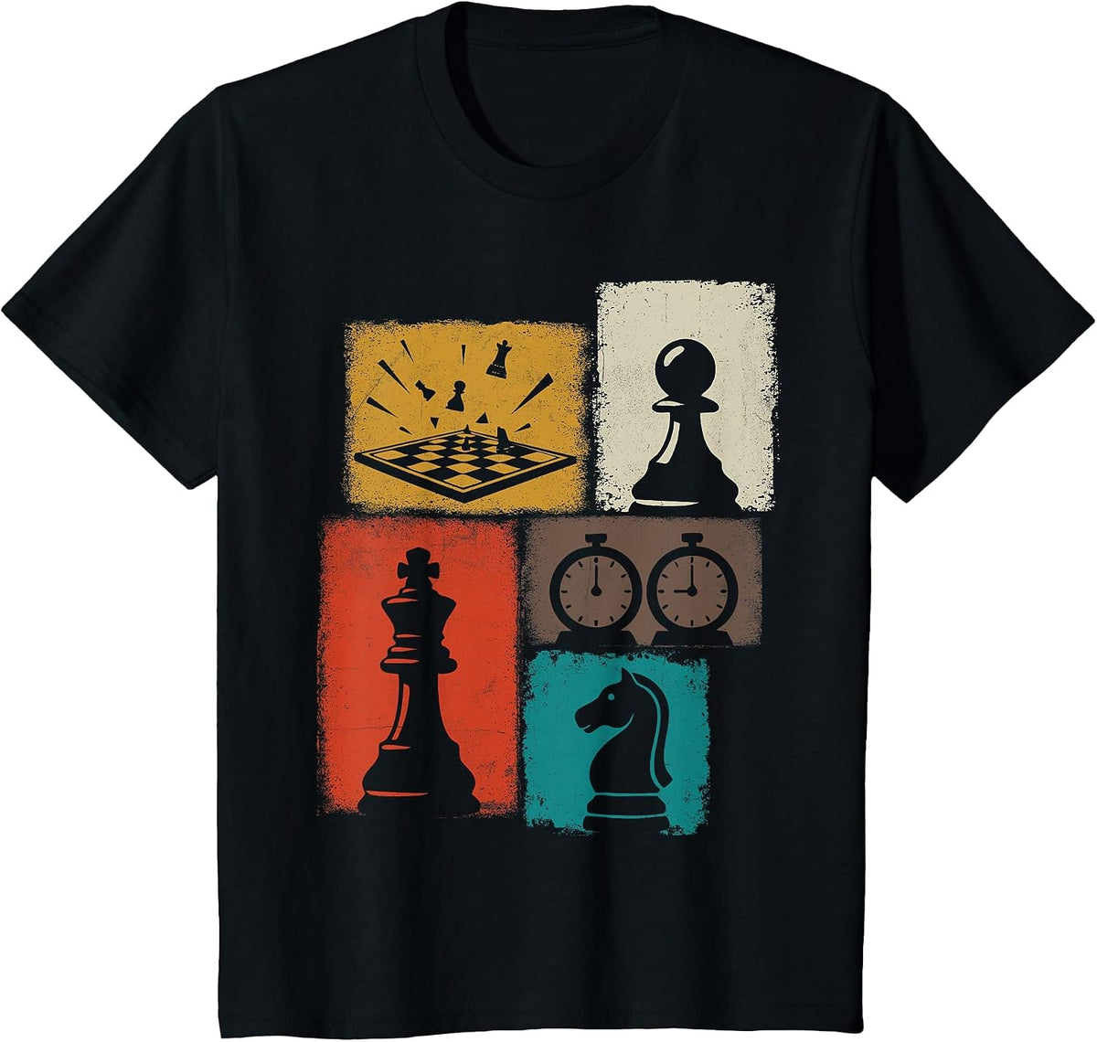 Chess Vintage Collage Player Grandmaster Board Gamer T-Shirt - Black
