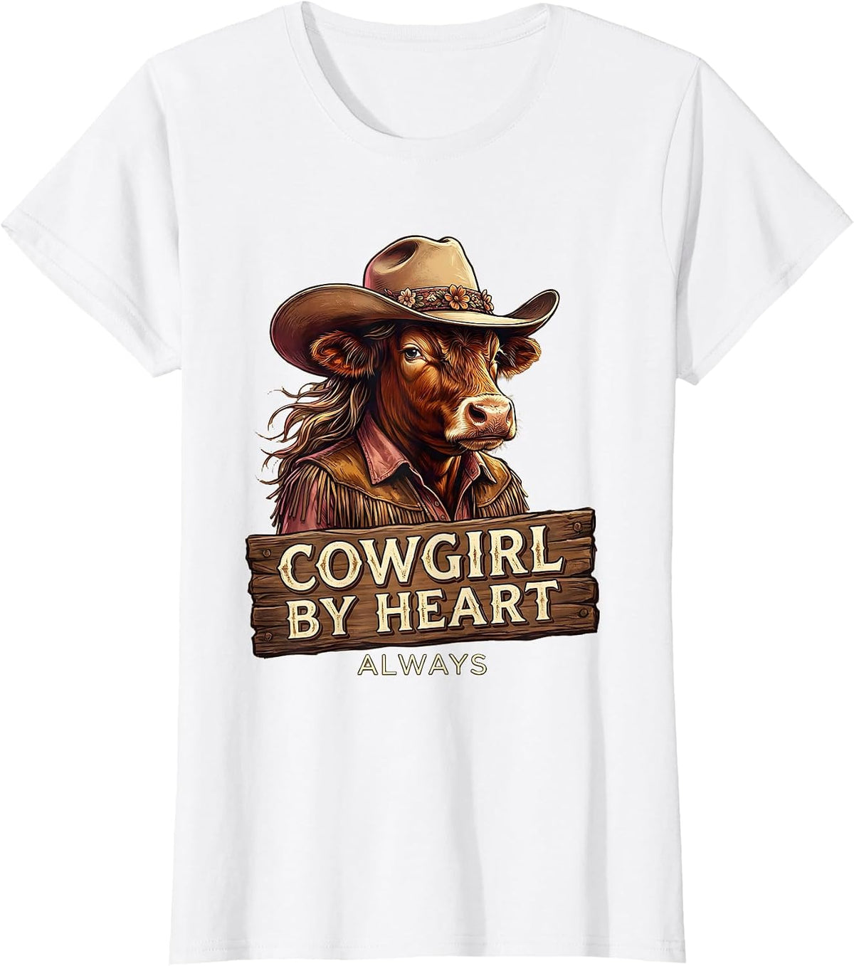 Cowgirl By Heart Always White Cowgirl Design T-Shirt - White