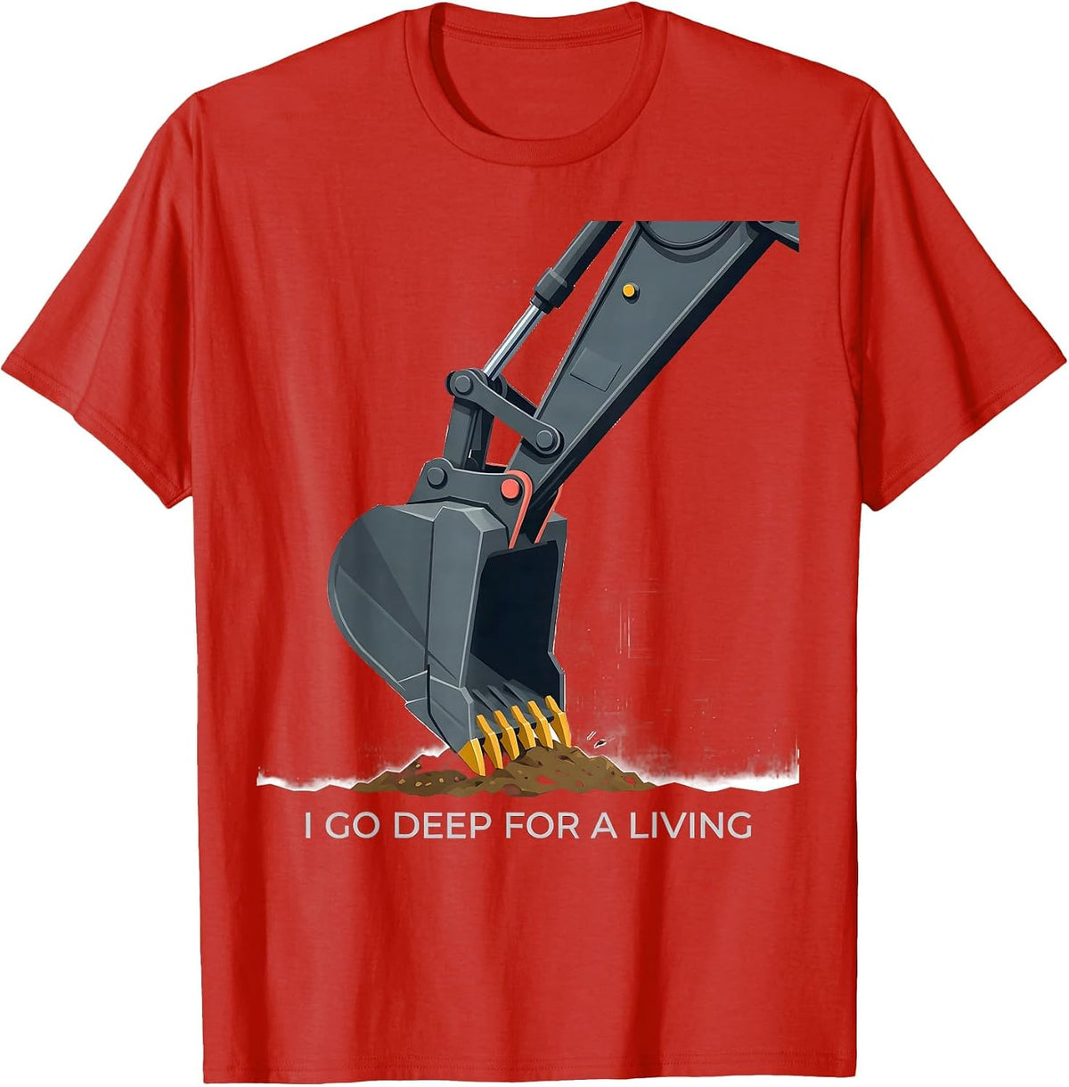 Men's I Go Deep For A Living Funny Excavator Operator Heavy T-Shirt - Red